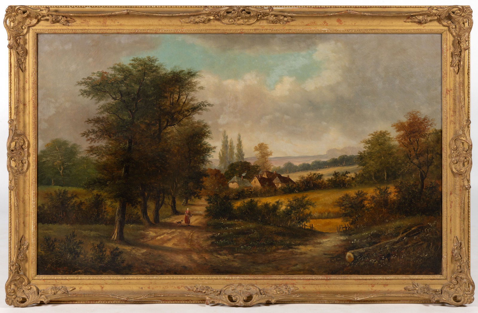 AMERICAN OR BRITISH SCHOOL (LATE 19TH/EARLY 20TH CENTURY) LANDSCAPE WITH FIGURE AND VILLAGE (1 of 6)