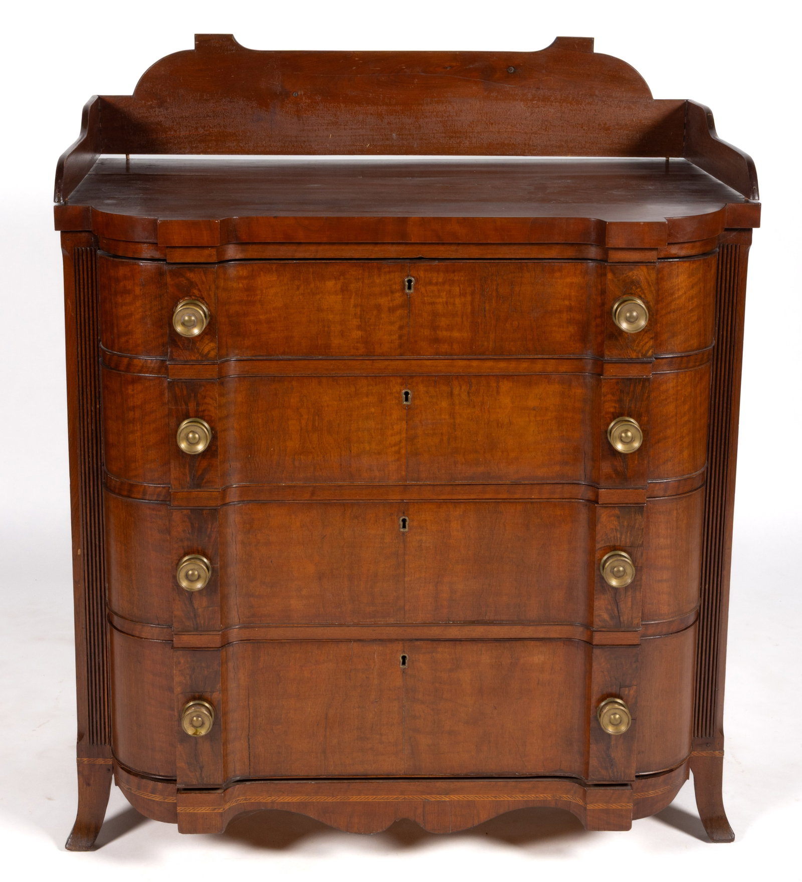 RARE NORTHERN SHENANDOAH VALLEY OF VIRGINIA FEDERAL INLAID WALNUT BLOCK-FRONT BUREAU (1 of 10)