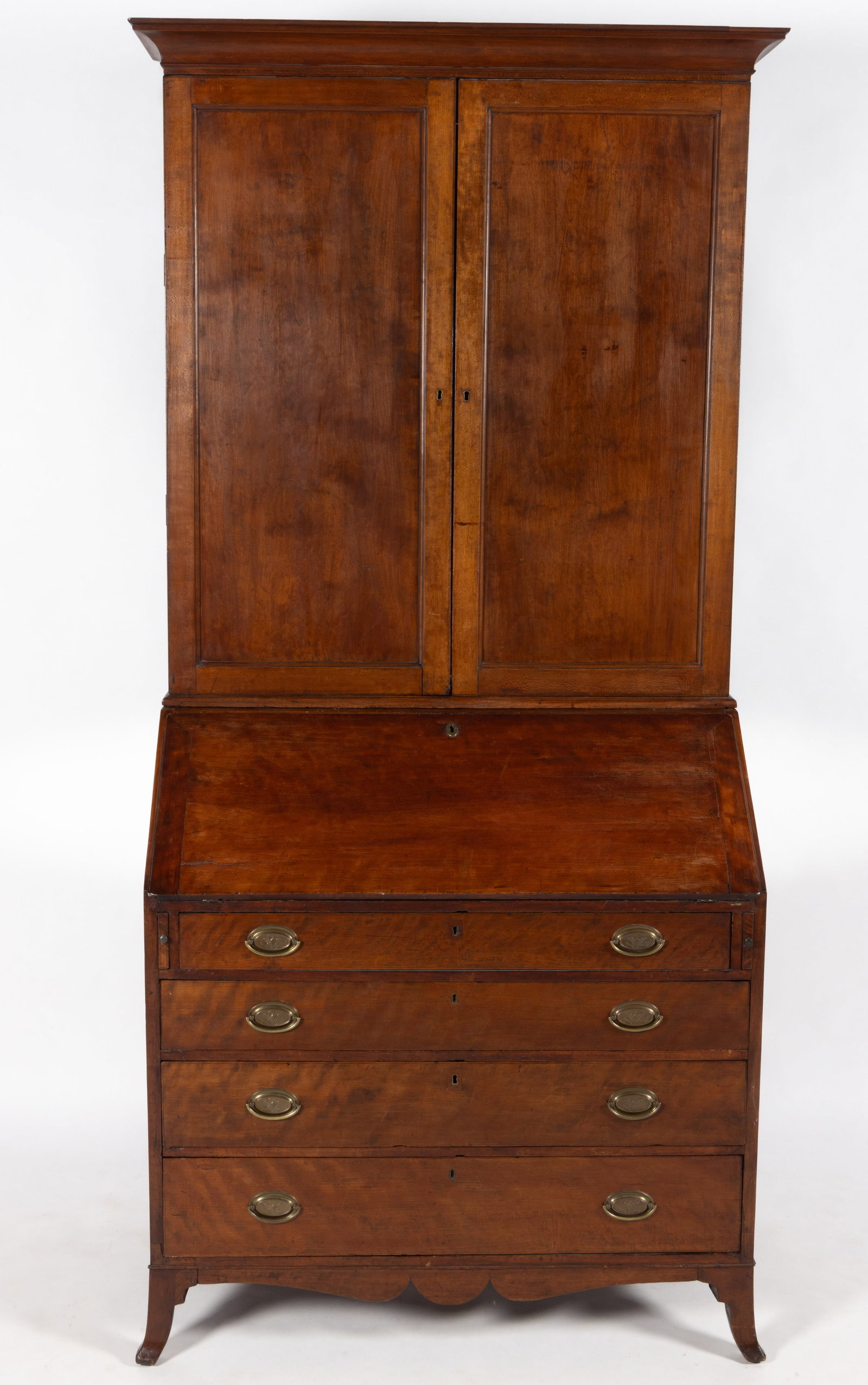 NORTHERN SHENANDOAH VALLEY OF VIRGINIA CHIPPENDALE FIGURED CHERRY SECRETARY / DESK AND BOOKCASE (1 of 11)