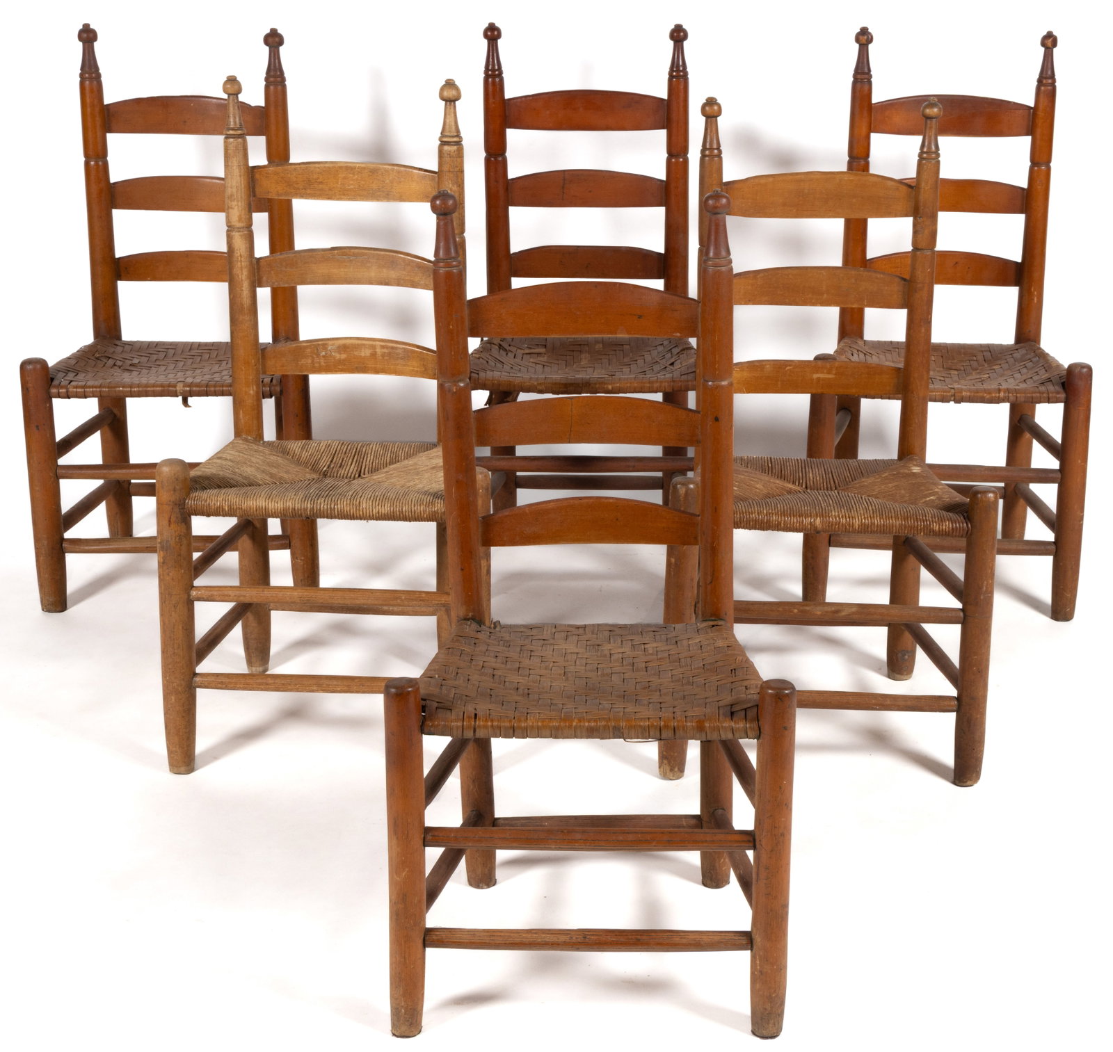 MECKLENBURG CO., VIRGINIA JOHNSON FAMILY LADDER-BACK SIDE CHAIRS, ASSEMBLED SET OF SIX (1 of 5)