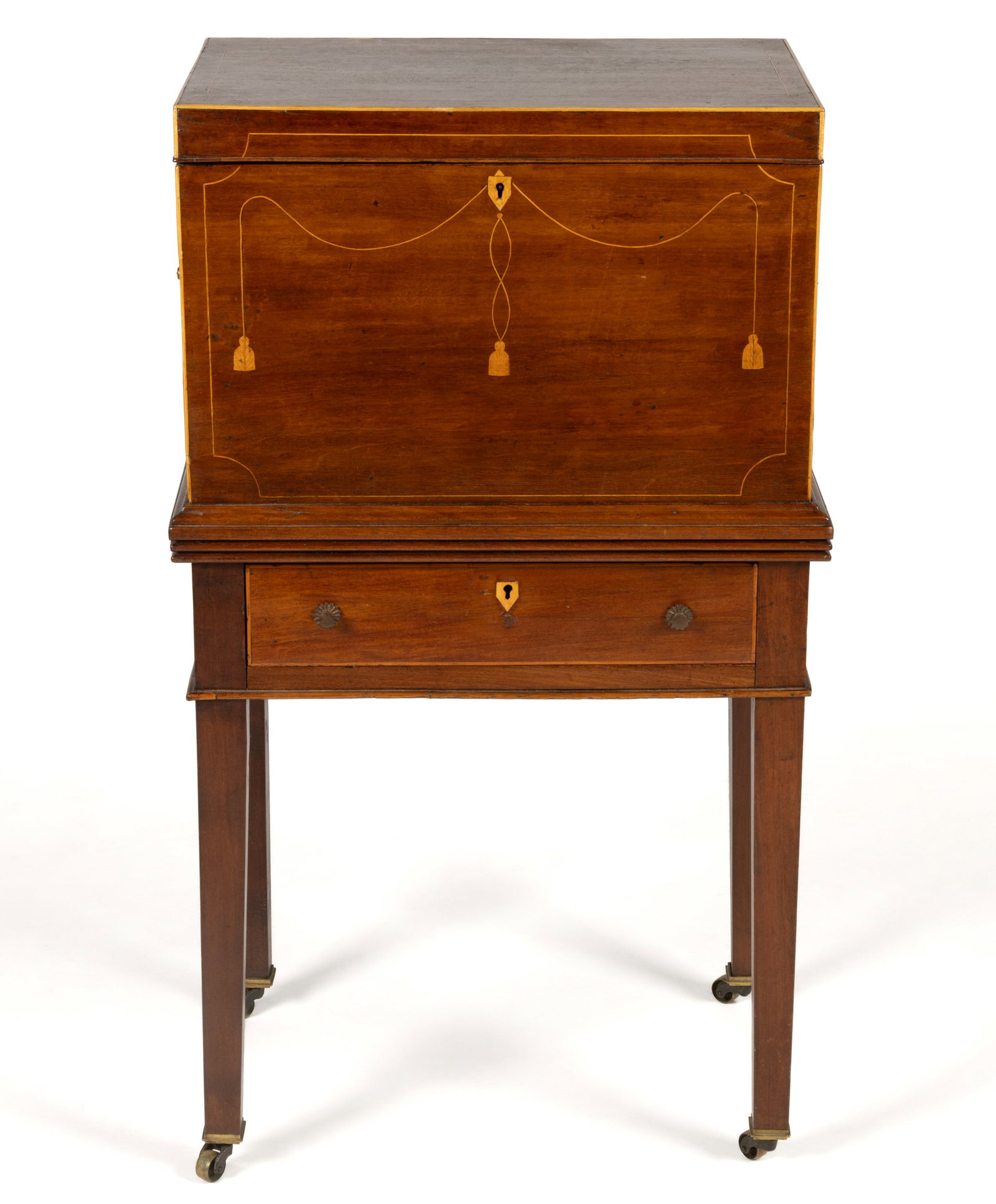 VIRGINIA OR NORTH CAROLINA FEDERAL INLAID MAHOGANY CELLARETTE / BOTTLE CASE (1 of 7)