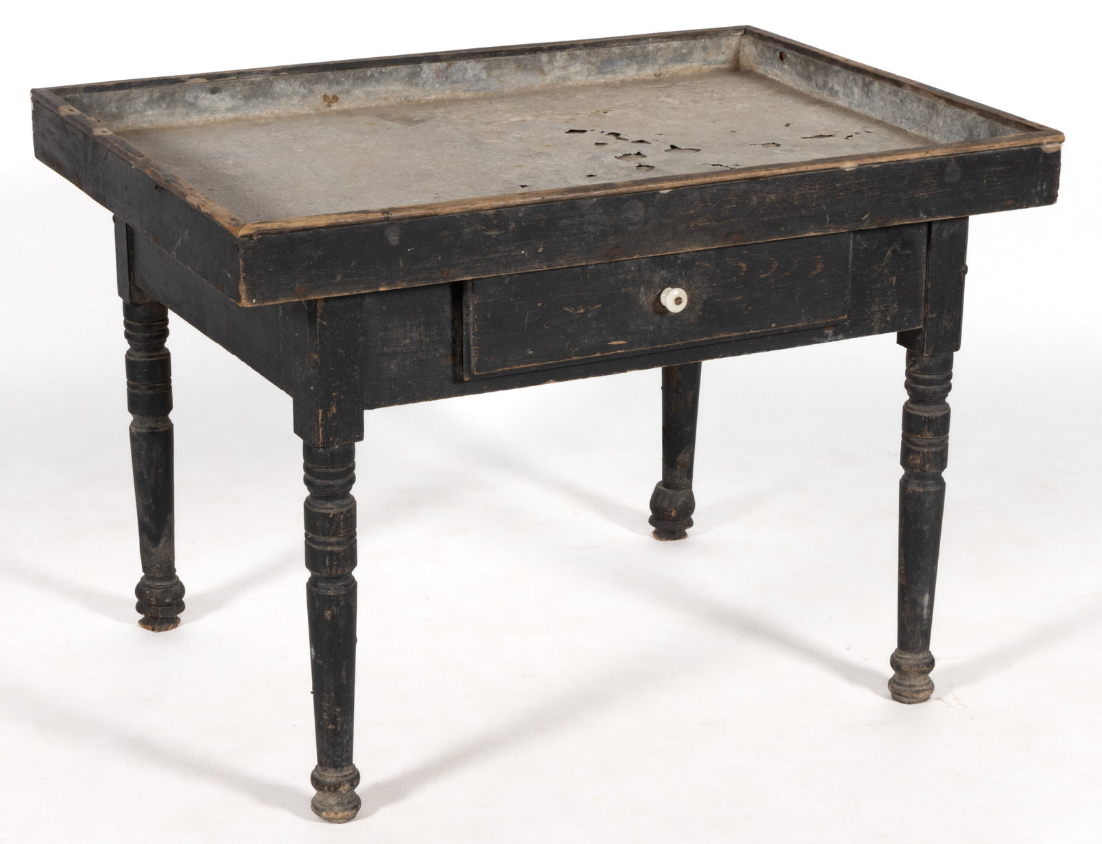 MID-ATLANTIC PAINTED POPLAR AND OAK OYSTER SHUCKING / FISHMONGER WORK TABLE (1 of 6)