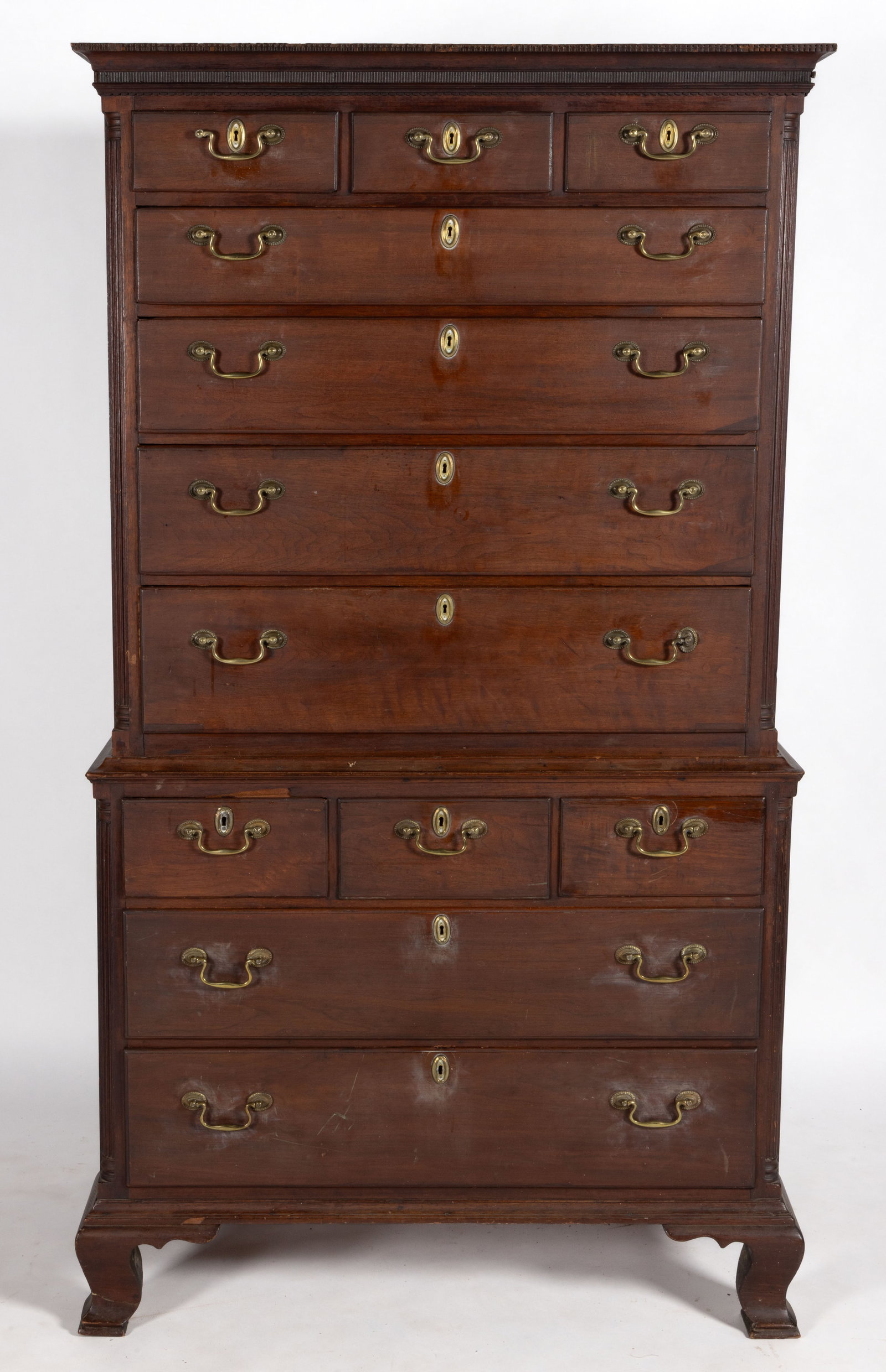 PENNSYLVANIA CHIPPENDALE WALNUT CHEST ON CHEST (1 of 11)