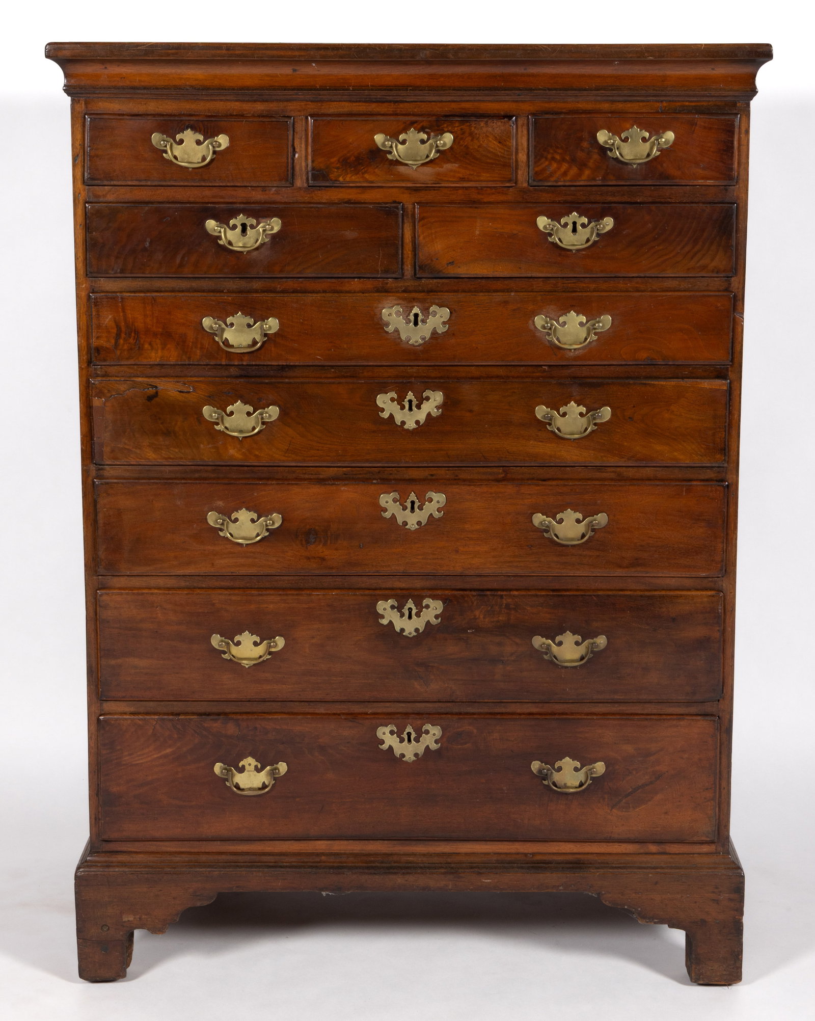 PENNSYLVANIA CHIPPENDALE WALNUT SEMI-TALL CHEST OF DRAWERS (1 of 9)