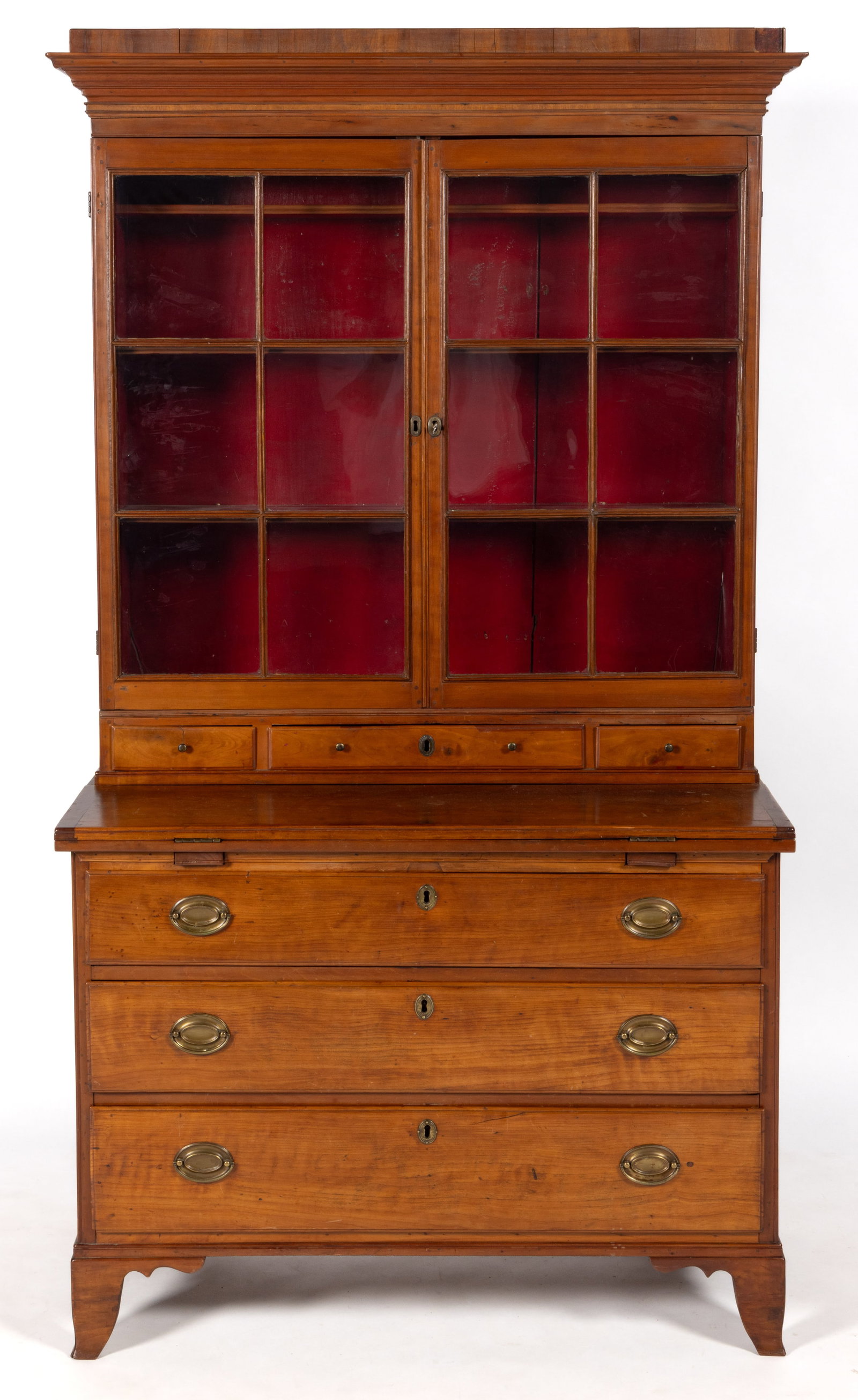 NEW ENGLAND LATE FEDERAL MAPLE DESK AND BOOKCASE / SECRETARY DESK (1 of 8)