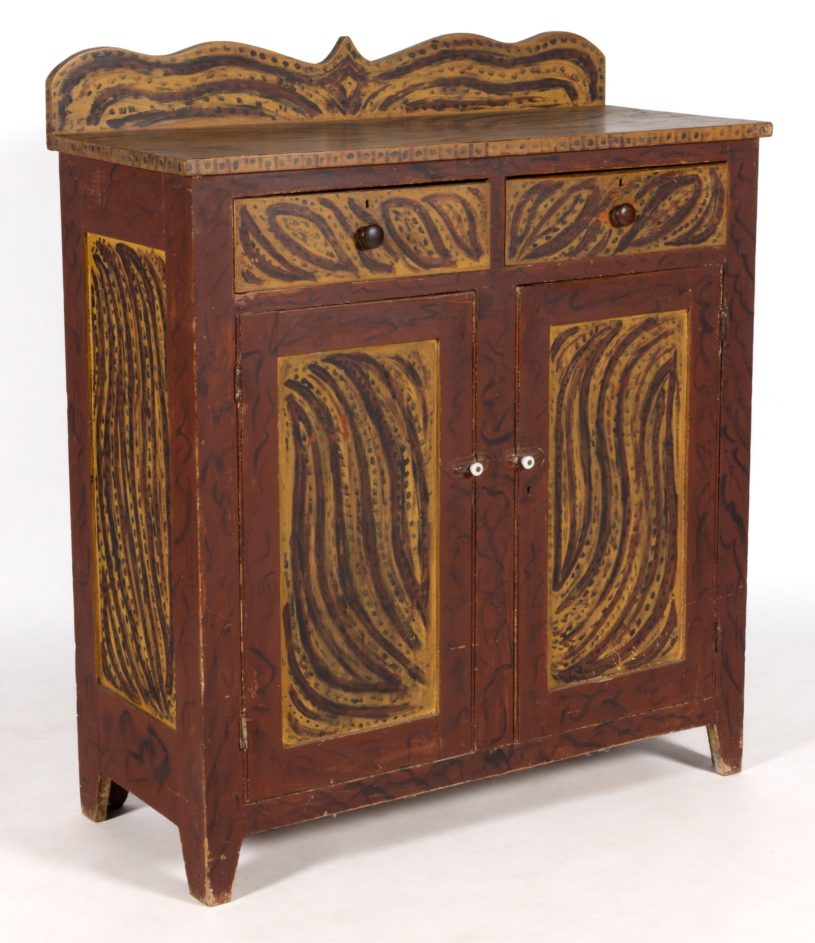 AMERICAN PAINT-DECORATED PINE JELLY CUPBOARD (1 of 9)