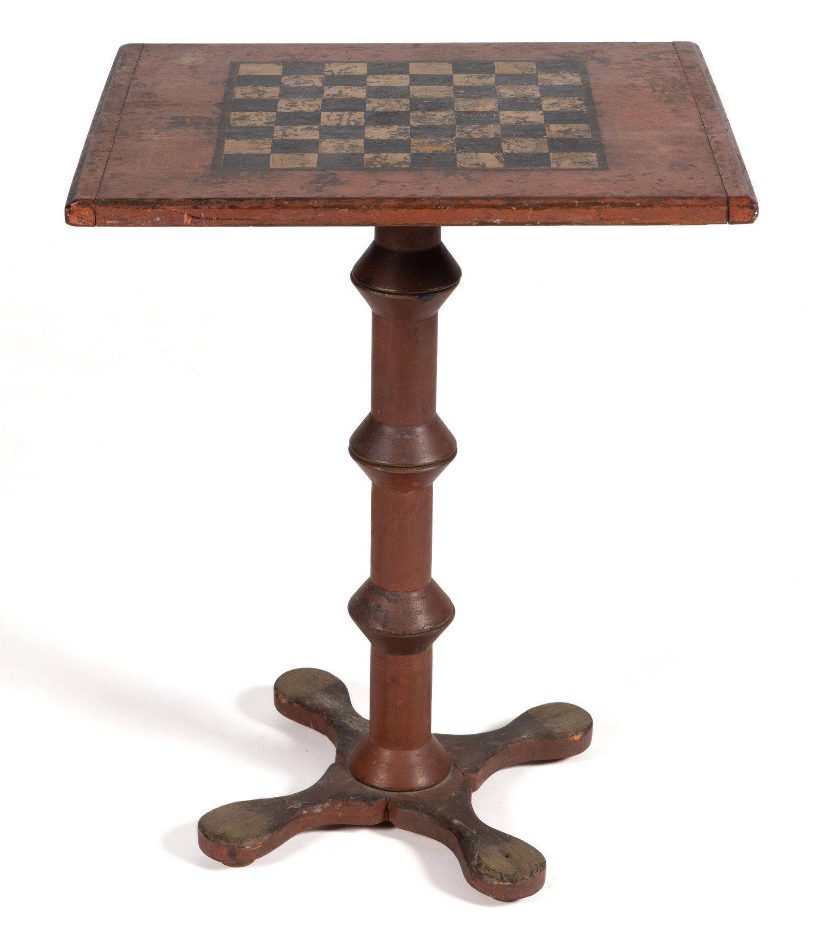 NEW ENGLAND PAINT-DECORATED PINE CHECKERBOARD / GAMES TABLE (1 of 4)