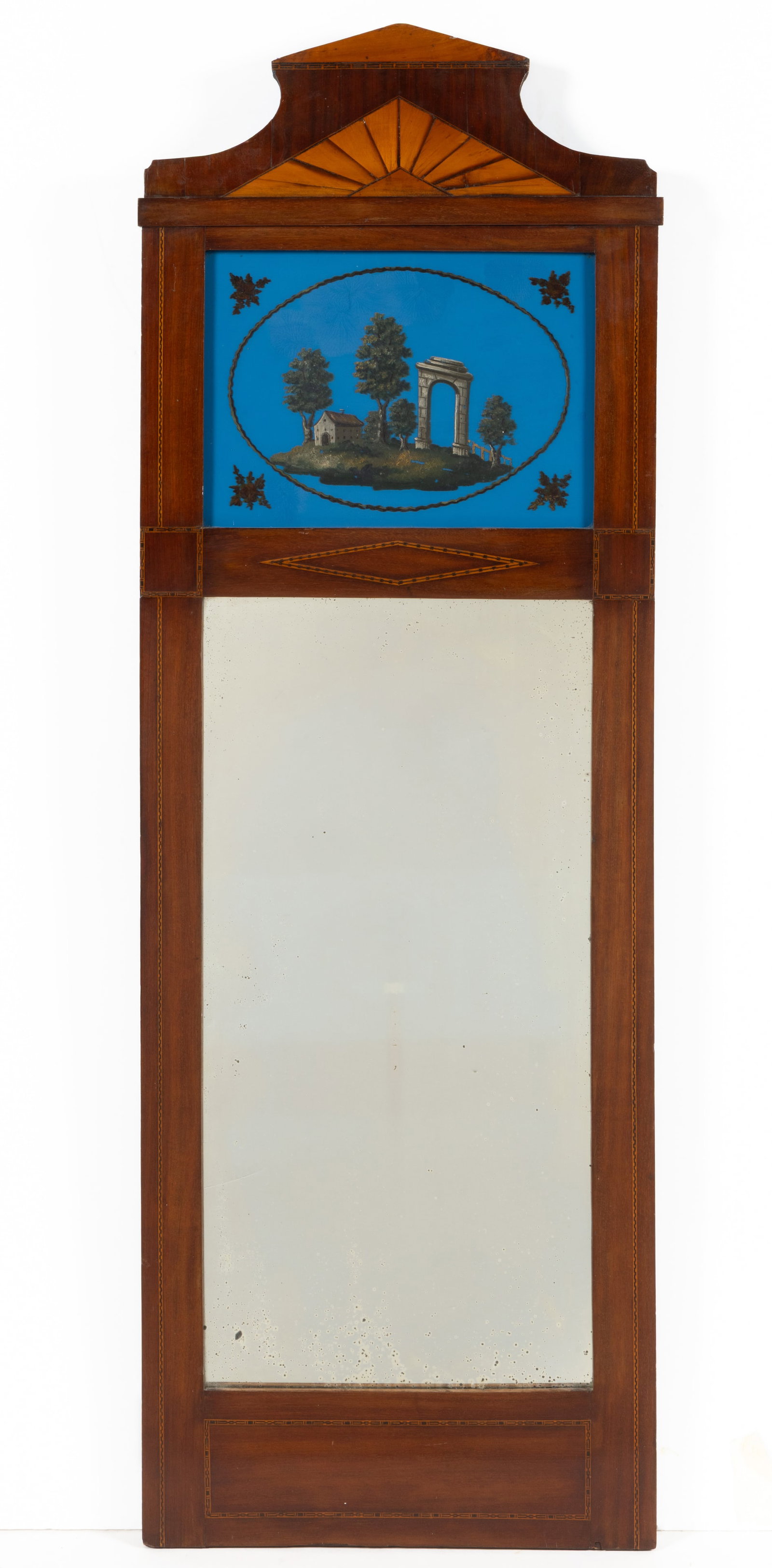CONTINENTAL BIEDERMEIER INLAID MAHOGANY WALL MIRROR (1 of 4)