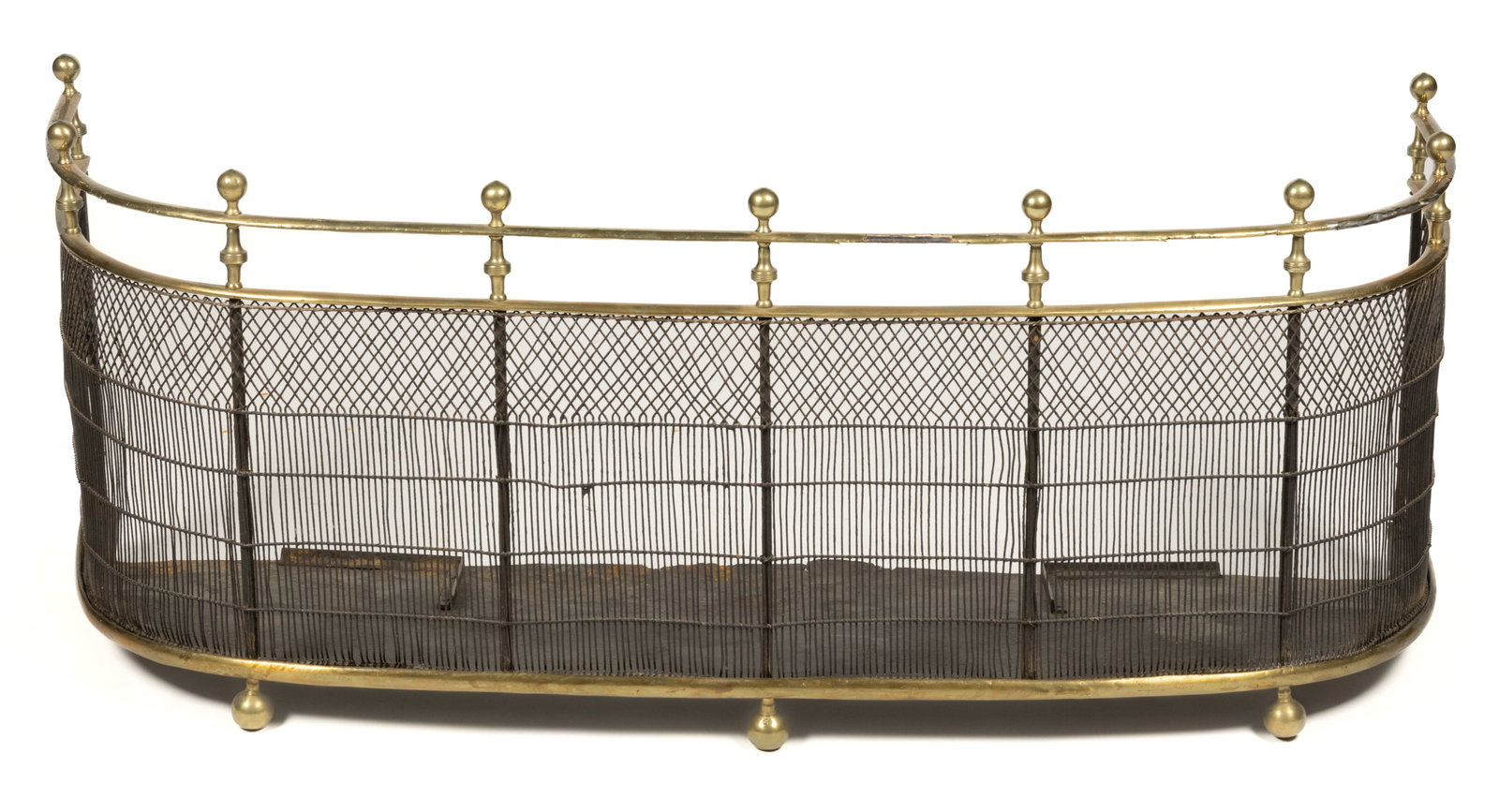 AMERICAN OR ENGLISH BRASS AND IRON FIREPLACE FENDER (1 of 3)