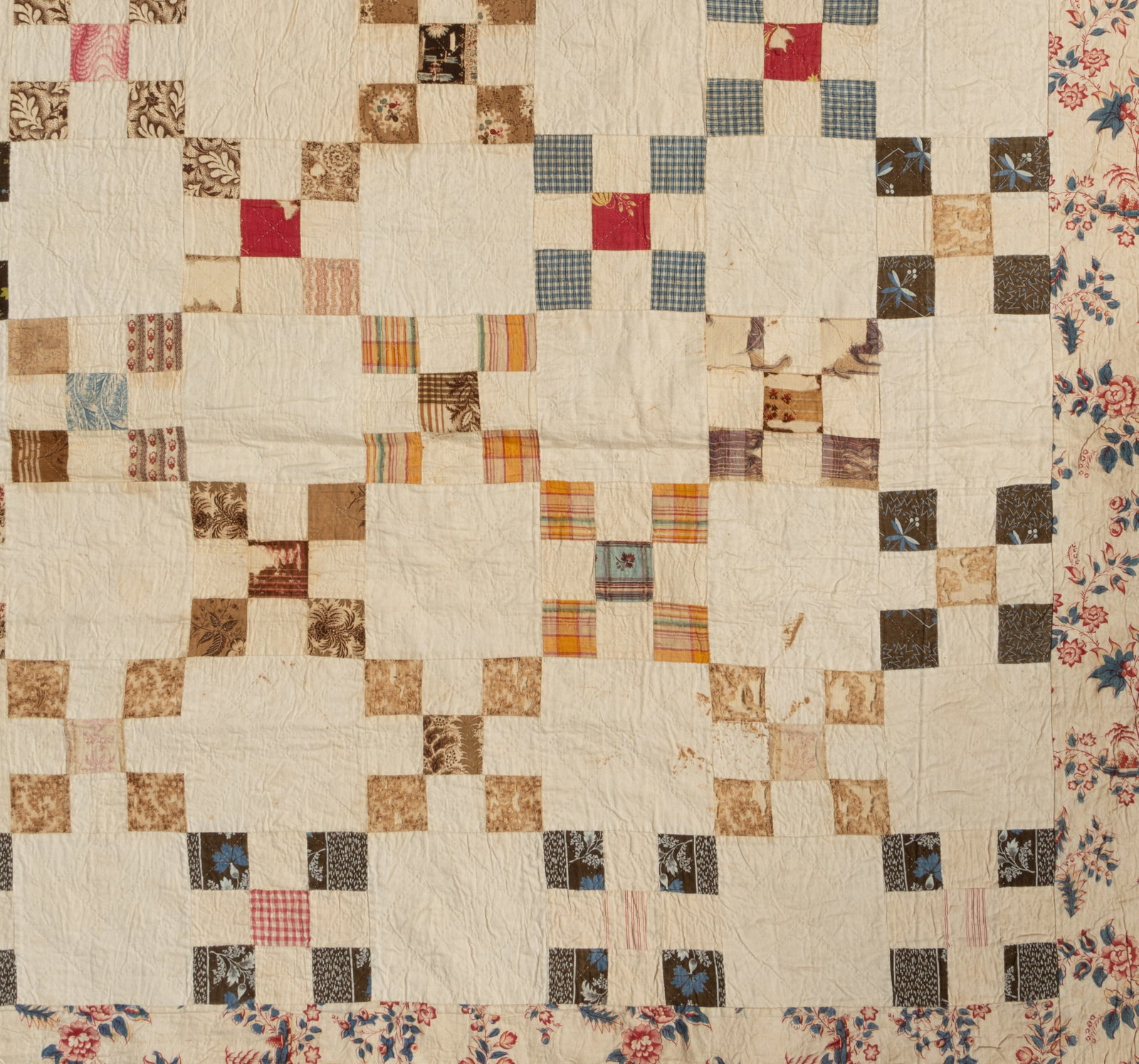 AMERICAN "NINE PATCH" PIECED QUILT - 4