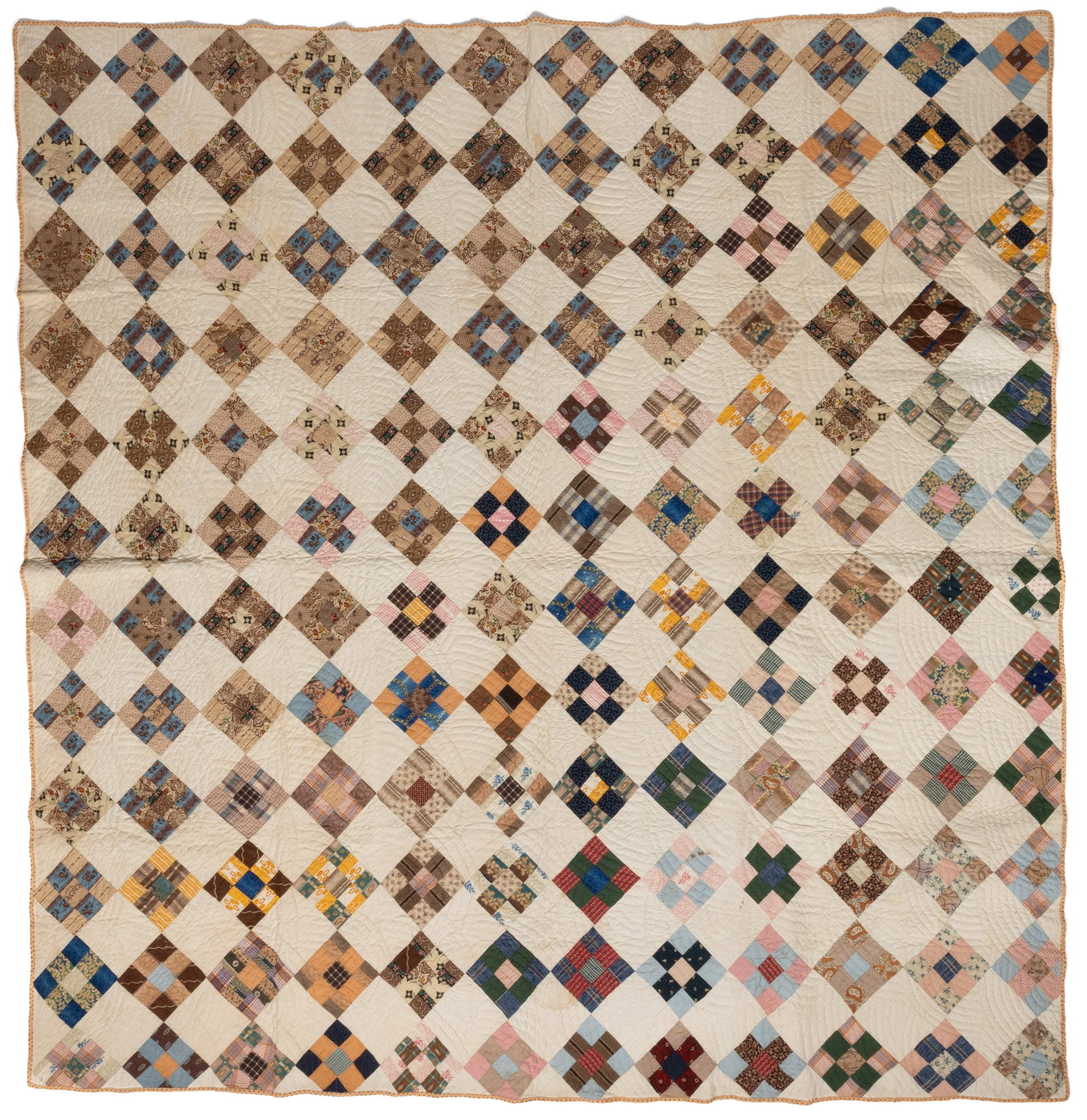 AMERICAN "NINE PATCH" PIECED QUILT (1 of 6)