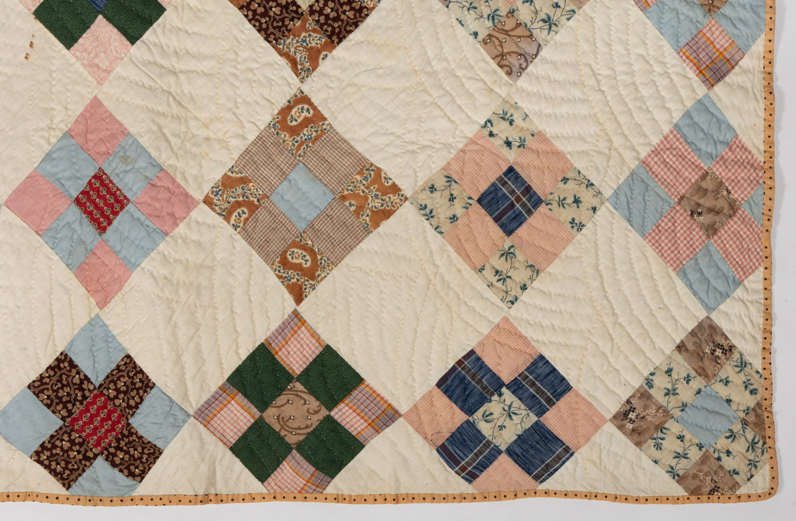 AMERICAN "NINE PATCH" PIECED QUILT - 2