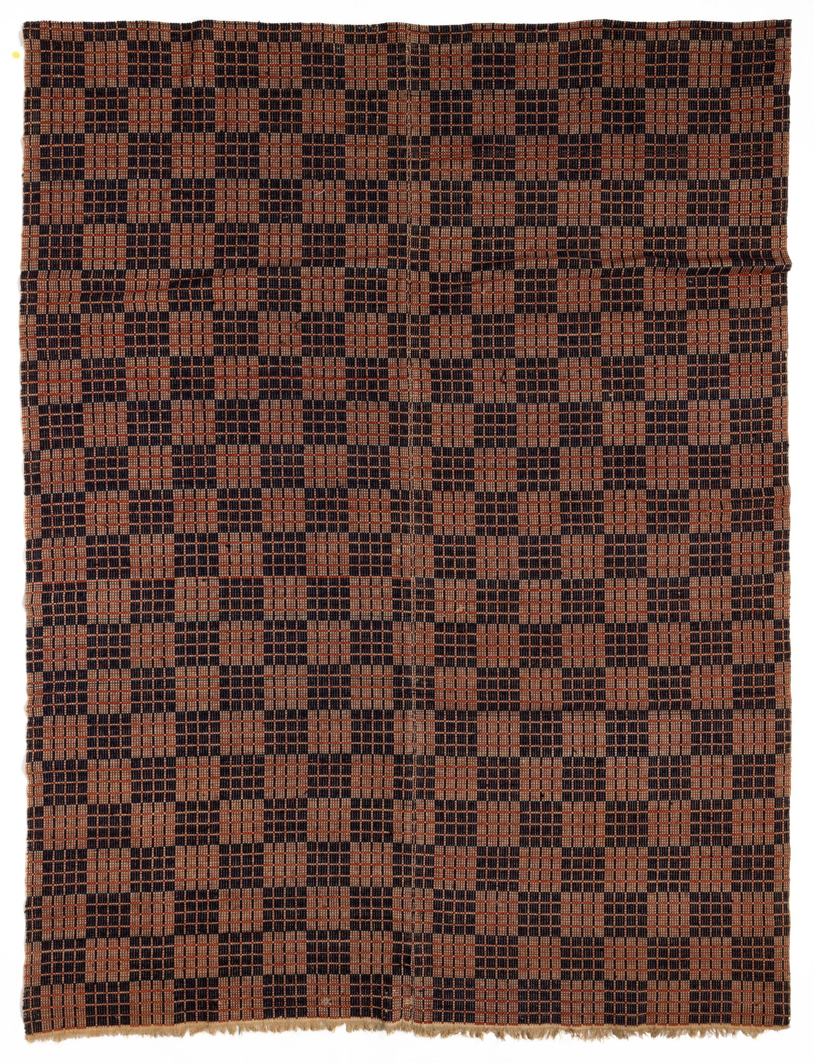 MID-ATLANTIC, POSSIBLY VIRGINIA, "WINDOW SASH" OVERSHOT COVERLET (1 of 4)