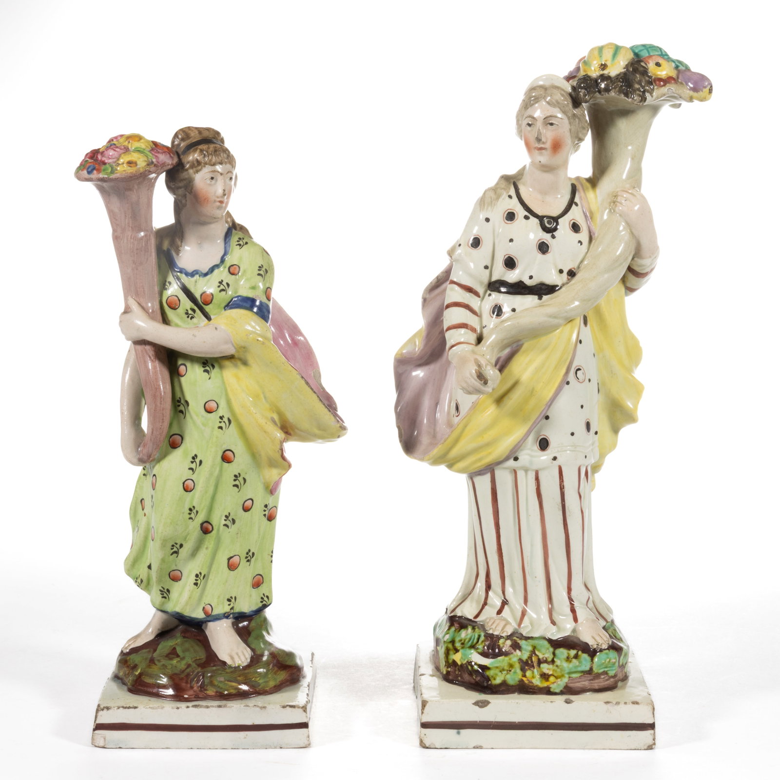 ENGLISH STAFFORDSHIRE HAND-PAINTED GODDESS FIGURES, LOT OF TWO (1 of 5)
