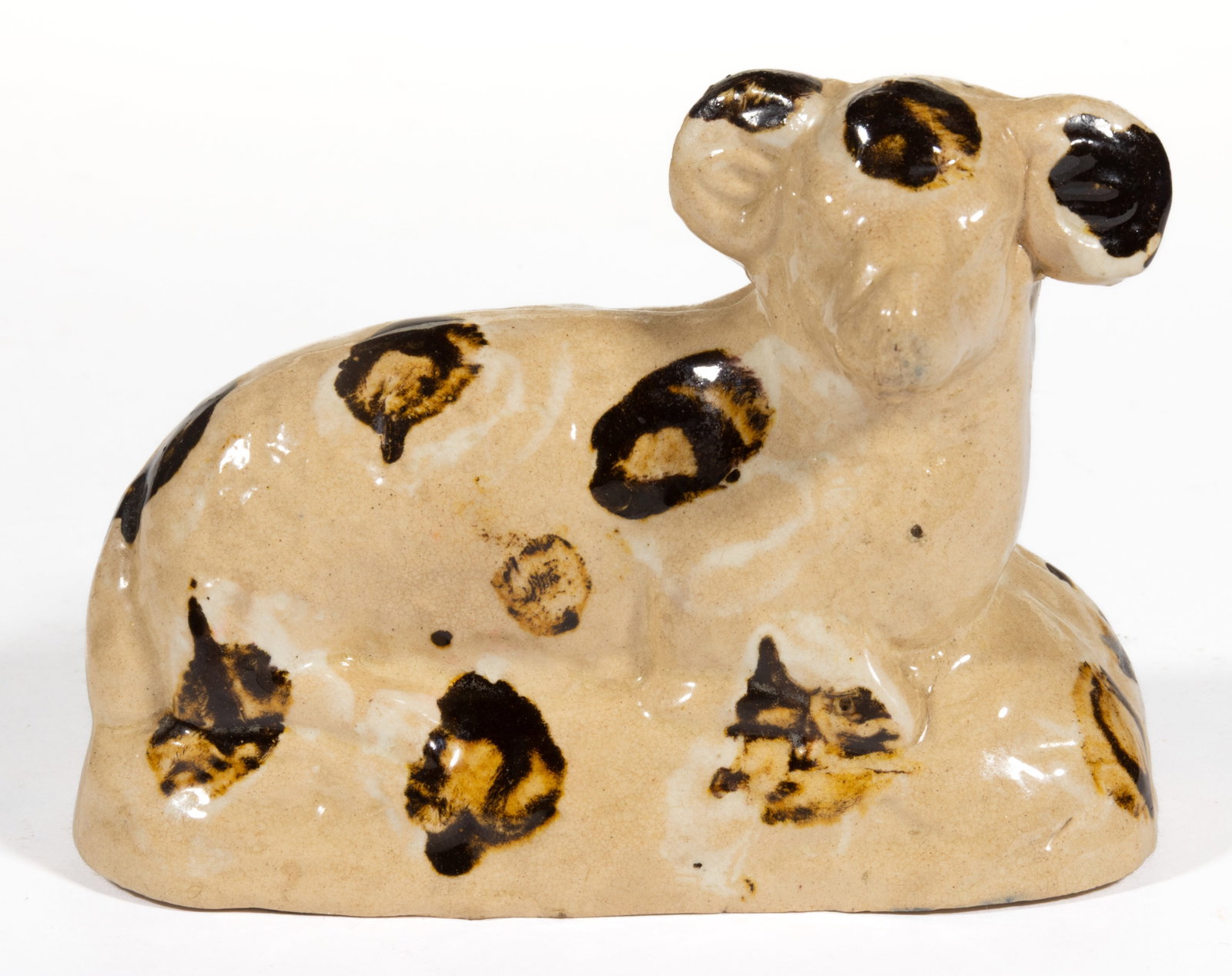 ENGLISH SLIP-DECORATED EARTHENWARE RAM / SHEEP FIGURE (1 of 5)