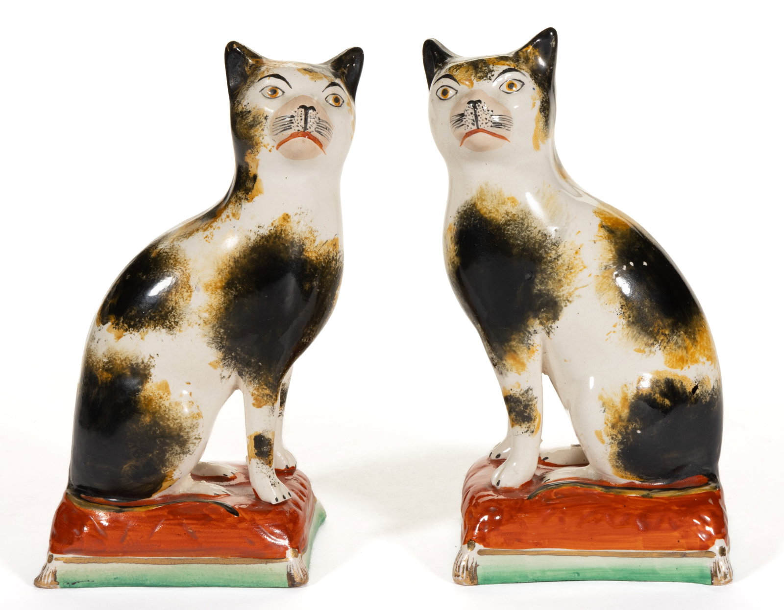 ENGLISH STAFFORDSHIRE HAND-PAINTED CERAMIC CAT FIGURAL PAIR (1 of 5)