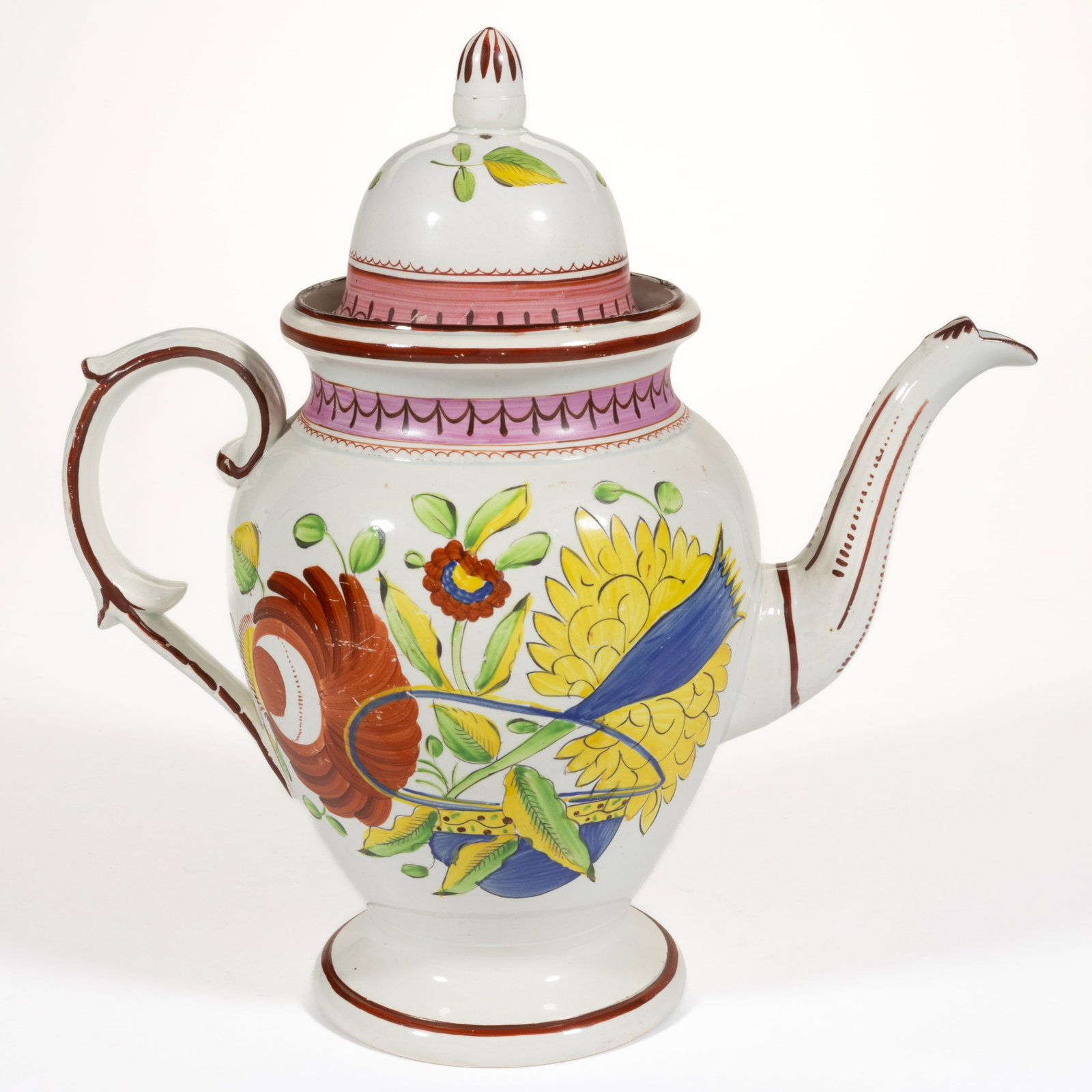 ENGLISH KING'S ROSE OYSTER HAND-PAINTED CERAMIC COFFEE POT (1 of 5)