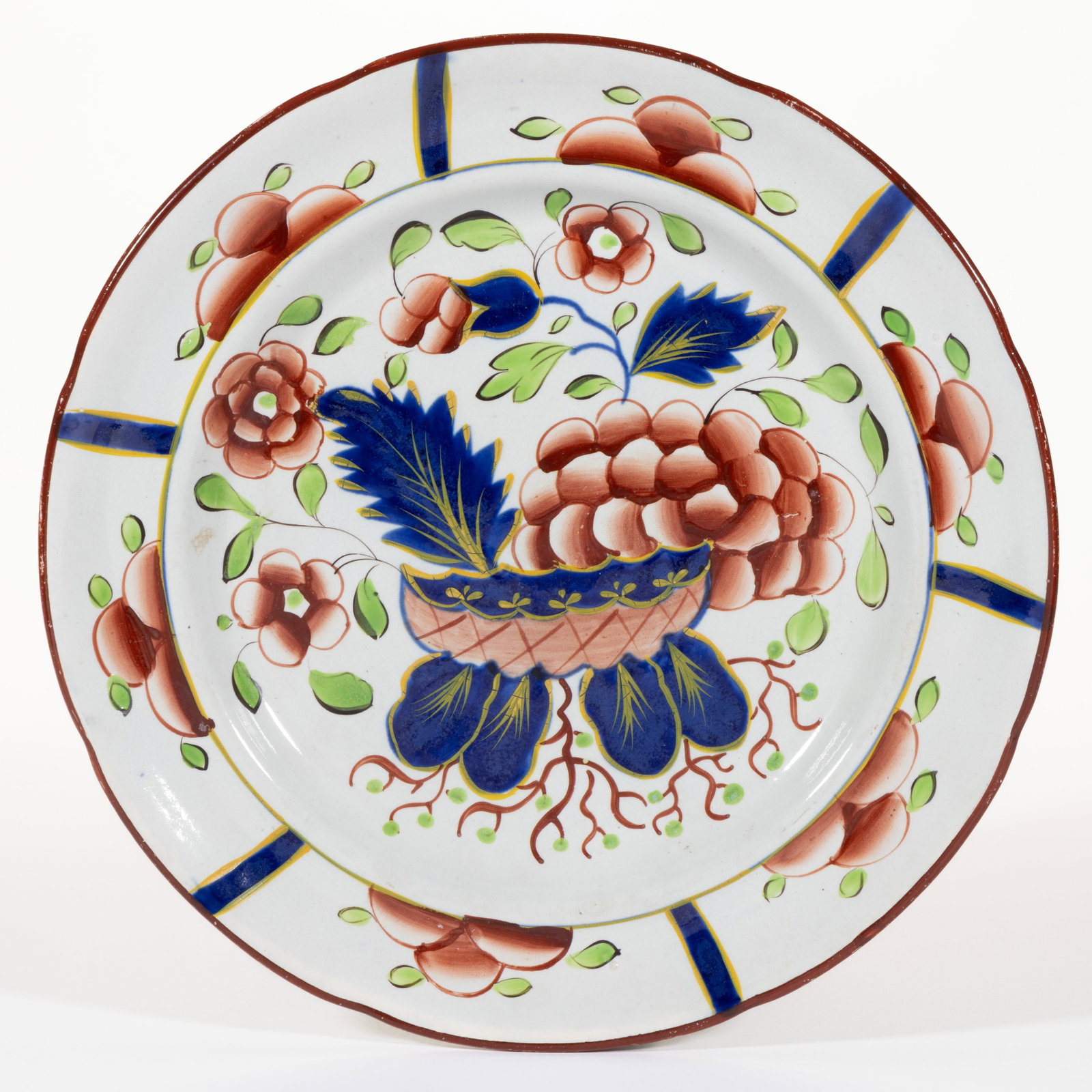 ENGLISH PEARLWARE HAND-PAINTED GAUDY DUTCH CERAMIC PLATE (1 of 2)