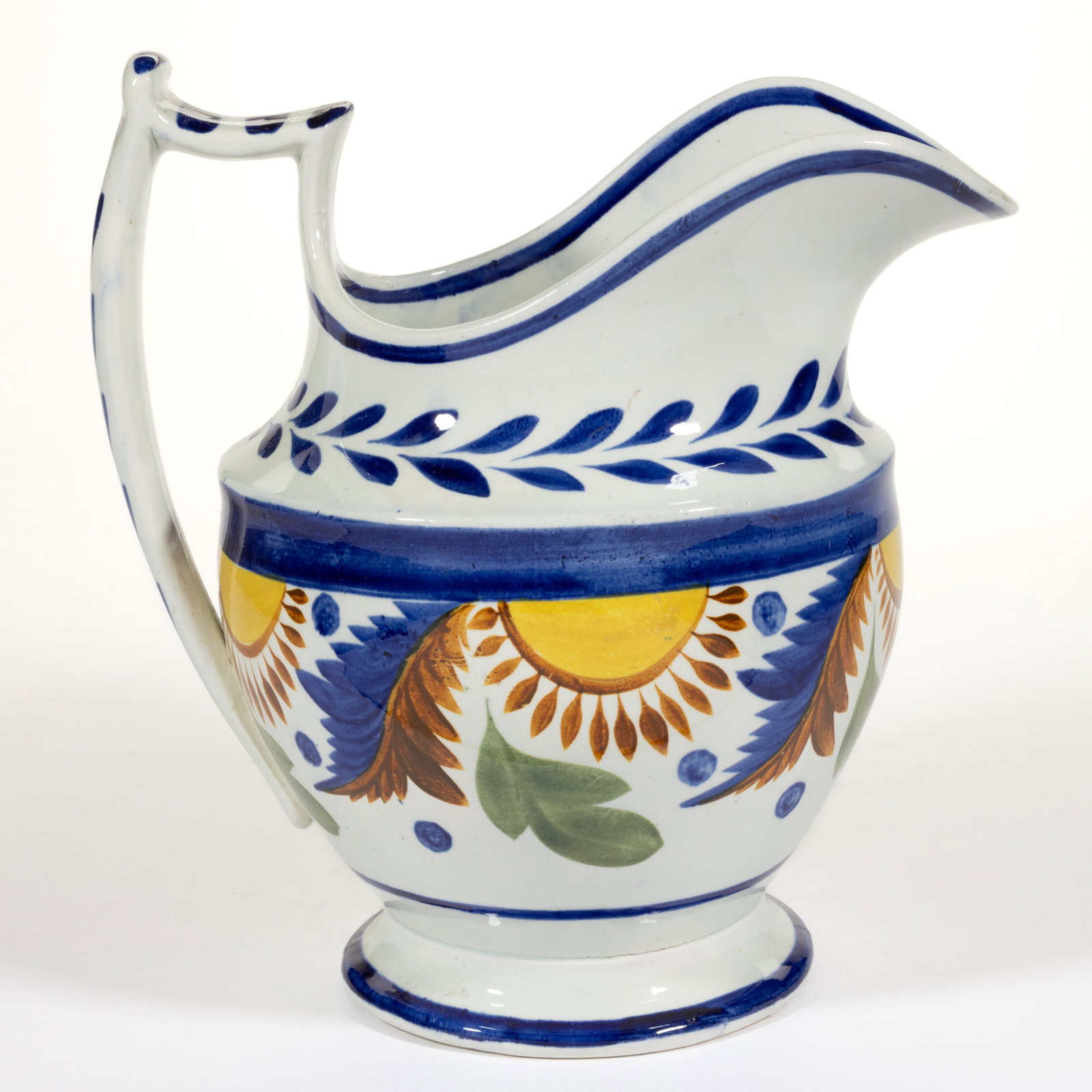 BRITISH PEARLWARE HAND-PAINTED FLORAL MOTIF JUG / PITCHER (1 of 5)