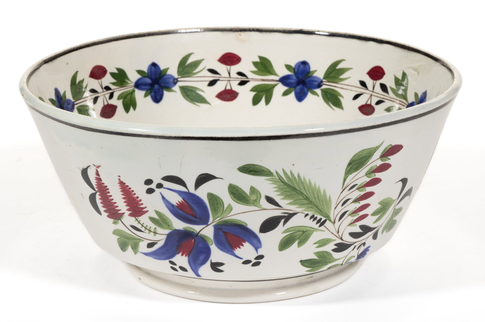 BRITISH HAND-PAINTED FLORAL MOTIF CERAMIC PUNCH BOWL (1 of 6)