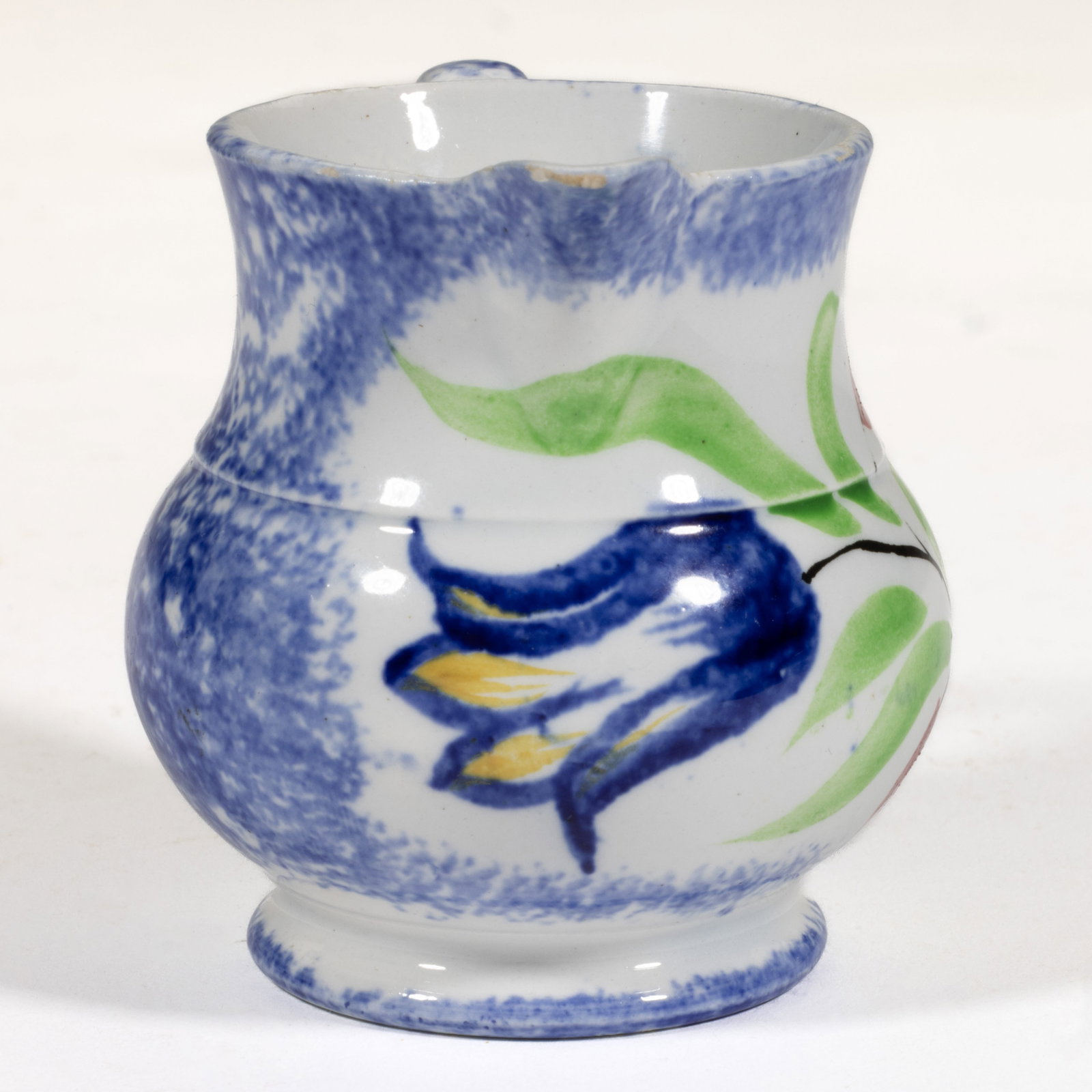 ENGLISH SPATTERWARE FLORAL MOTIF CERAMIC CHILDREN'S MINIATURE / TOY PITCHER (1 of 5)