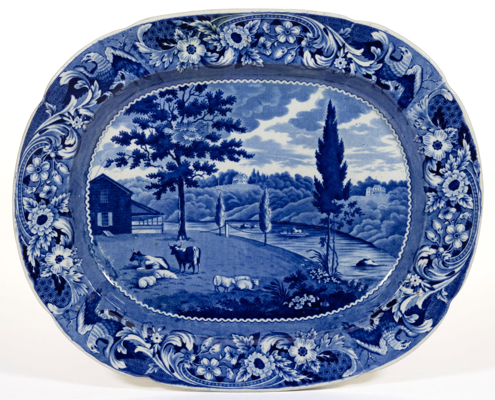 ENGLISH STAFFORDSHIRE AMERICAN VIEW PENNSYLVANIA TRANSFER-PRINTED CERAMIC PLATTER (1 of 2)