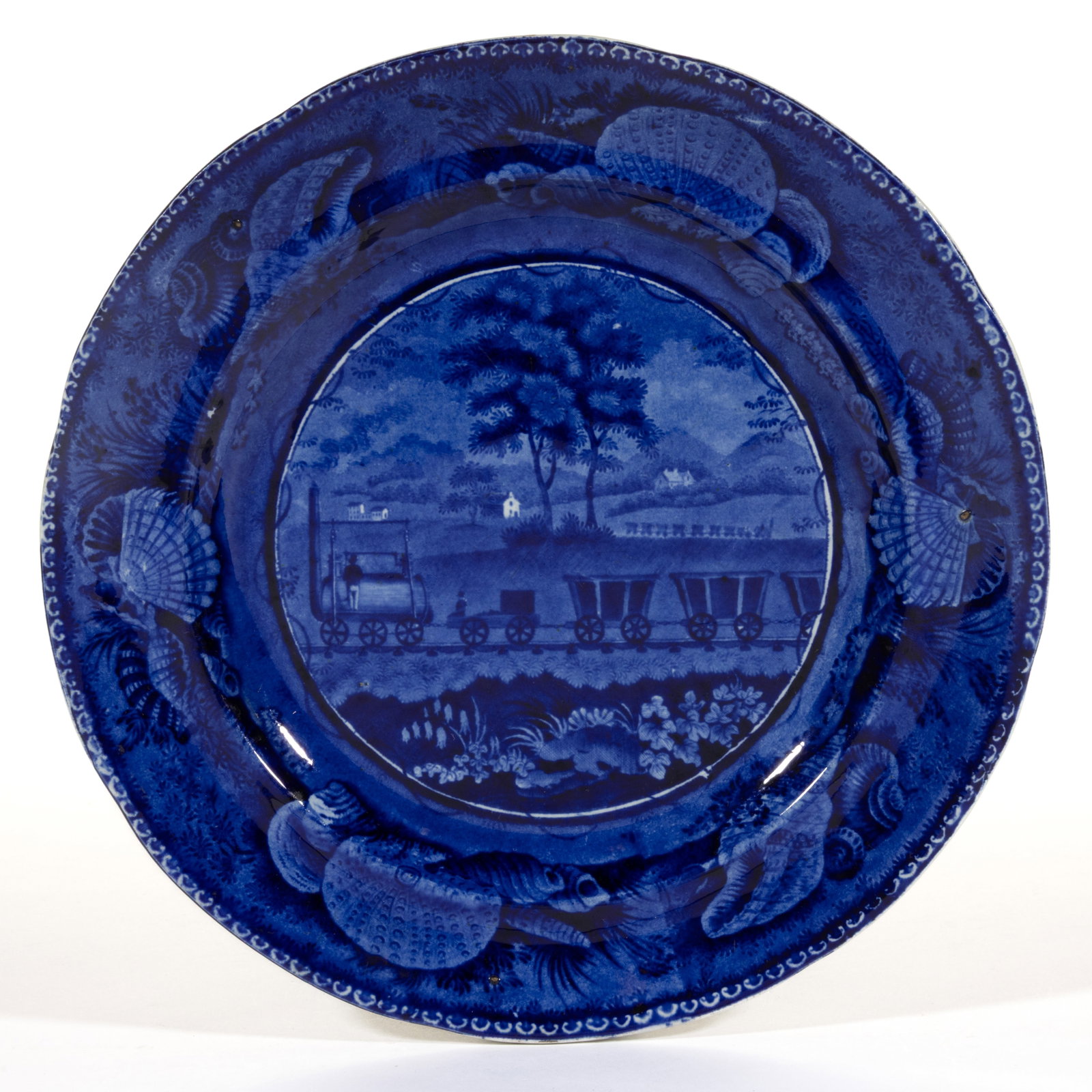 ENGLISH STAFFORDSHIRE AMERICAN HISTORICAL RAILROAD TRANSFER-PRINTED CERAMIC PLATE (1 of 2)