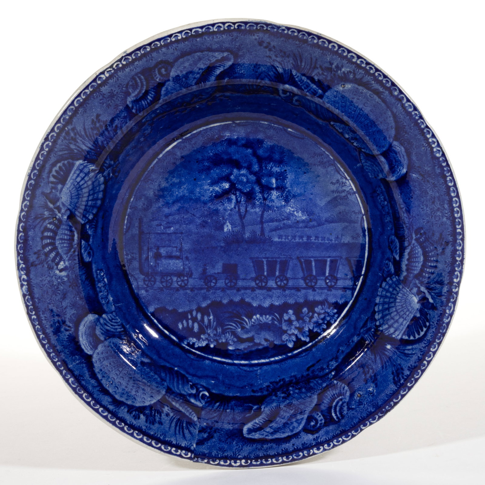 ENGLISH STAFFORDSHIRE AMERICAN HISTORICAL RAILROAD TRANSFER-PRINTED CERAMIC SOUP PLATE (1 of 2)