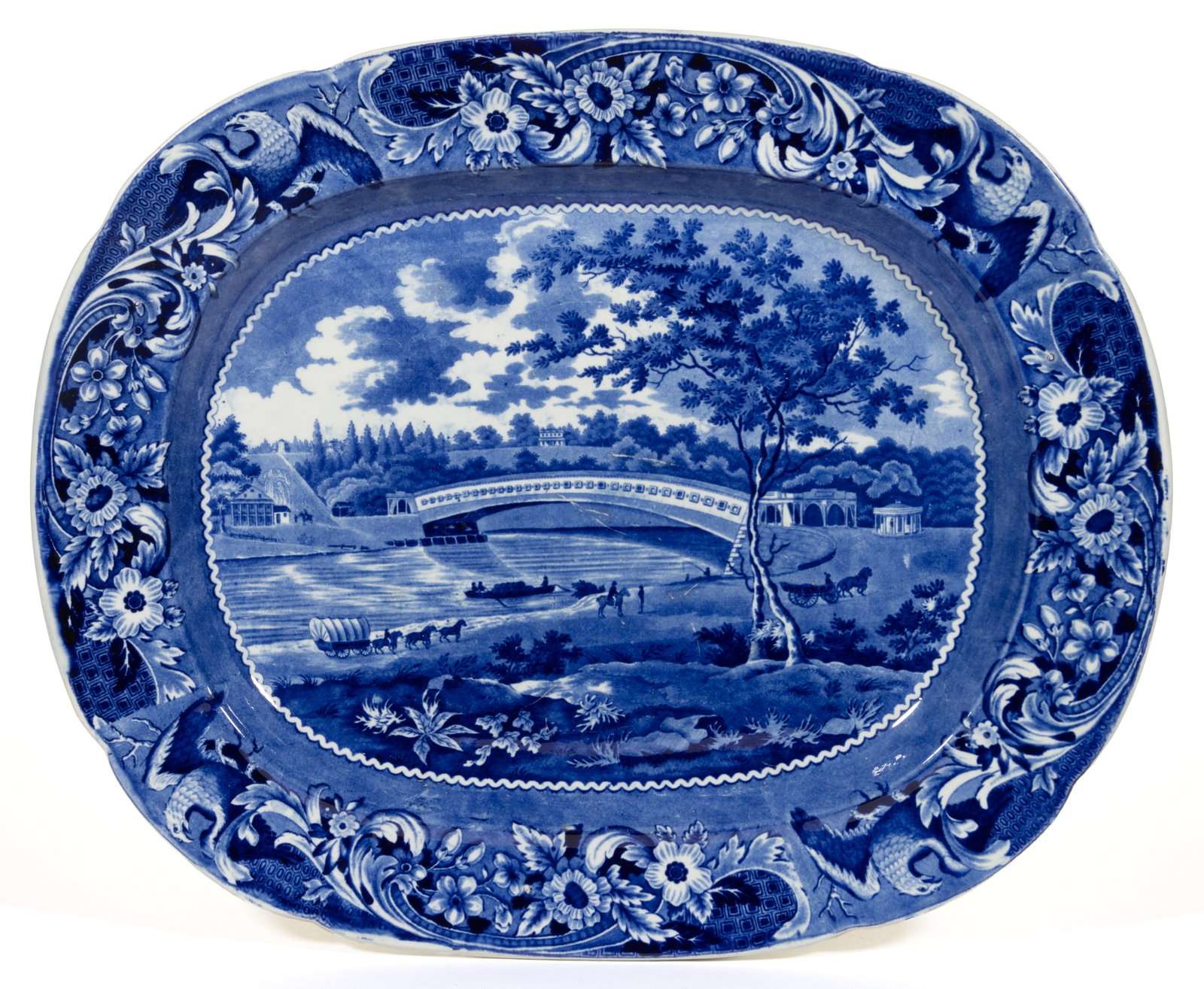 ENGLISH STAFFORDSHIRE AMERICAN VIEW PENNSYLVANIA TRANSFER-PRINTED CERAMIC PLATTER (1 of 2)