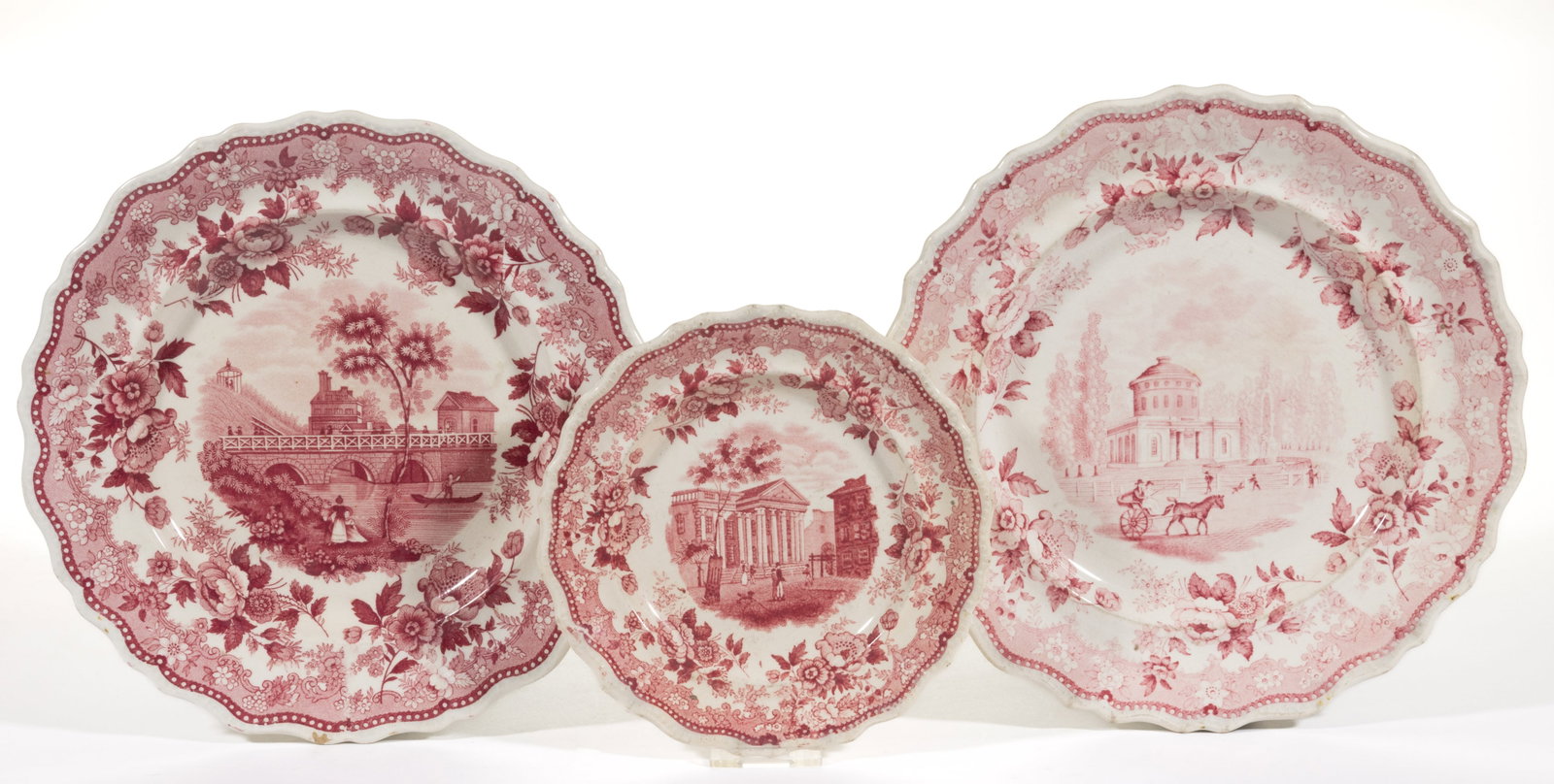 ENGLISH STAFFORDSHIRE AMERICAN VIEWS PHILADELPHIA, PENNSYLVANIA TRANSFER-PRINTED CERAMIC PLATES, LOT (1 of 2)