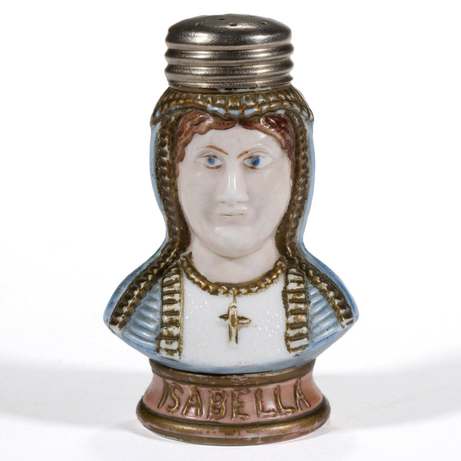 NOVELTY FIGURAL ISABELLA MILK GLASS SALT SHAKER (1 of 1)