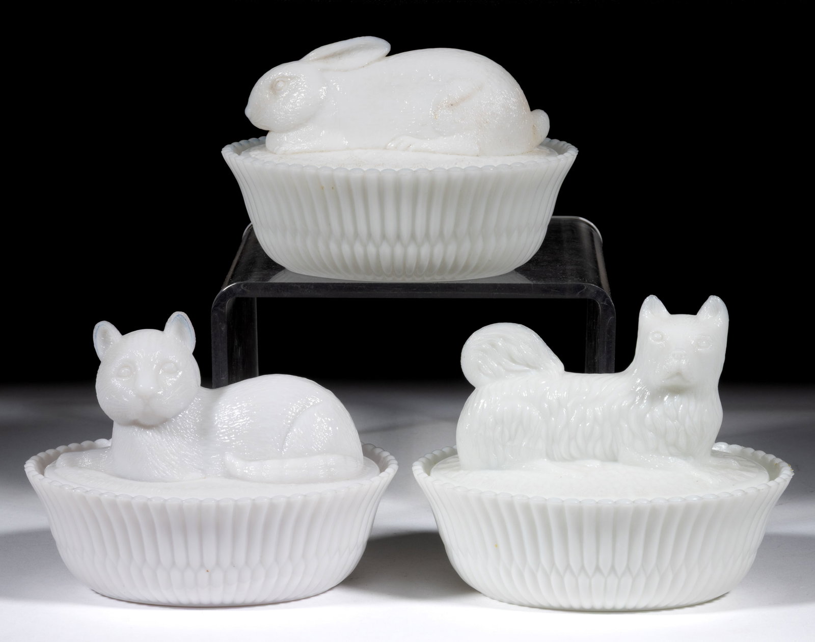 ASSORTED MCKEE NOVELTY FIGURAL ANIMAL COVERED DISHES, LOT OF THREE (1 of 1)