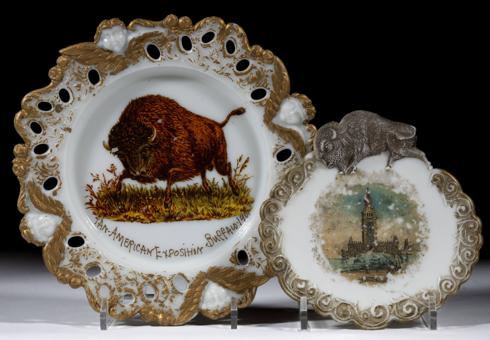 ASSORTED PRESSED 1901 PAN-AMERICAN EXPOSITION PLATES, LOT OF TWO (1 of 1)