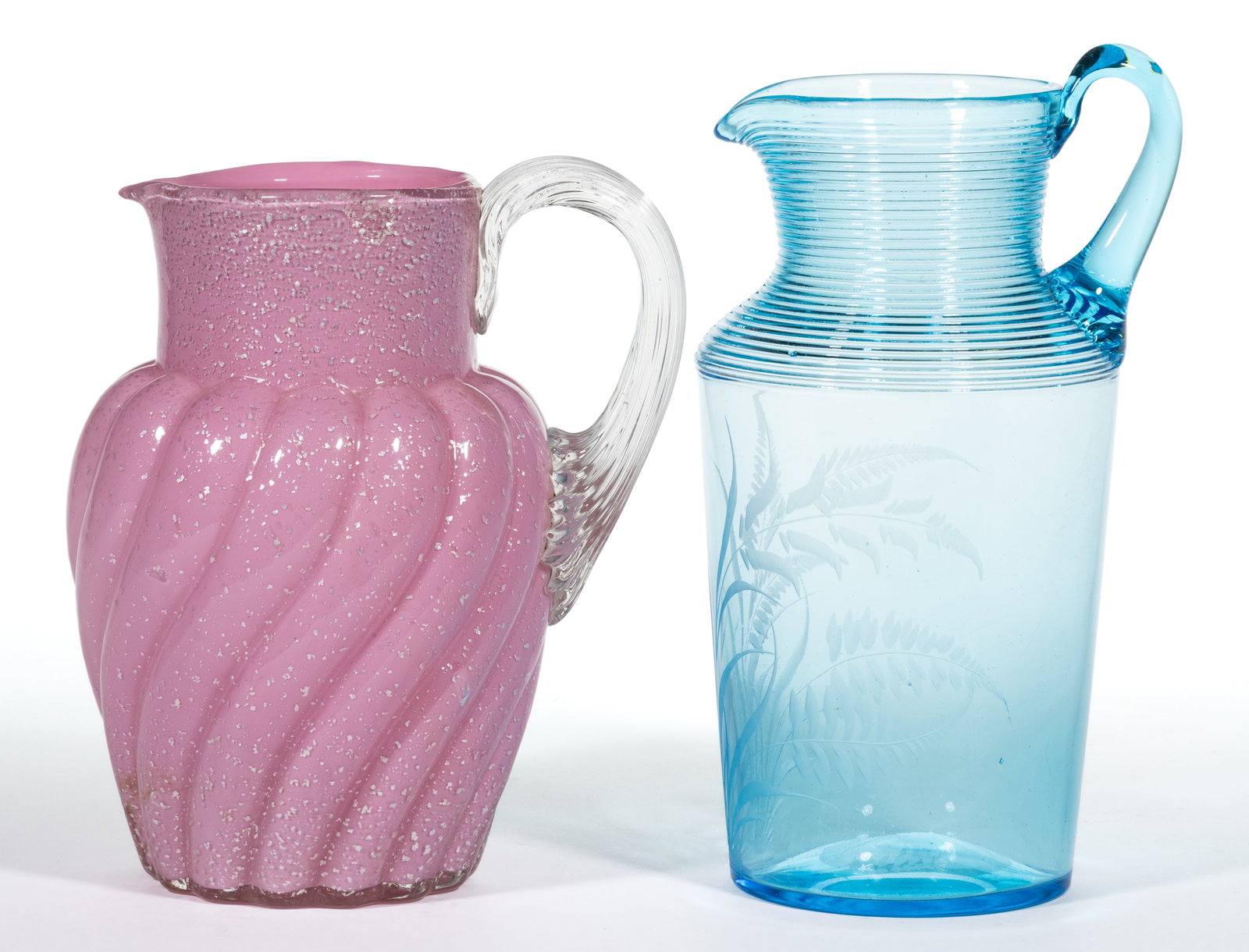 ASSORTED VICTORIAN GLASS WATER PITCHERS, LOT OF TWO (1 of 1)