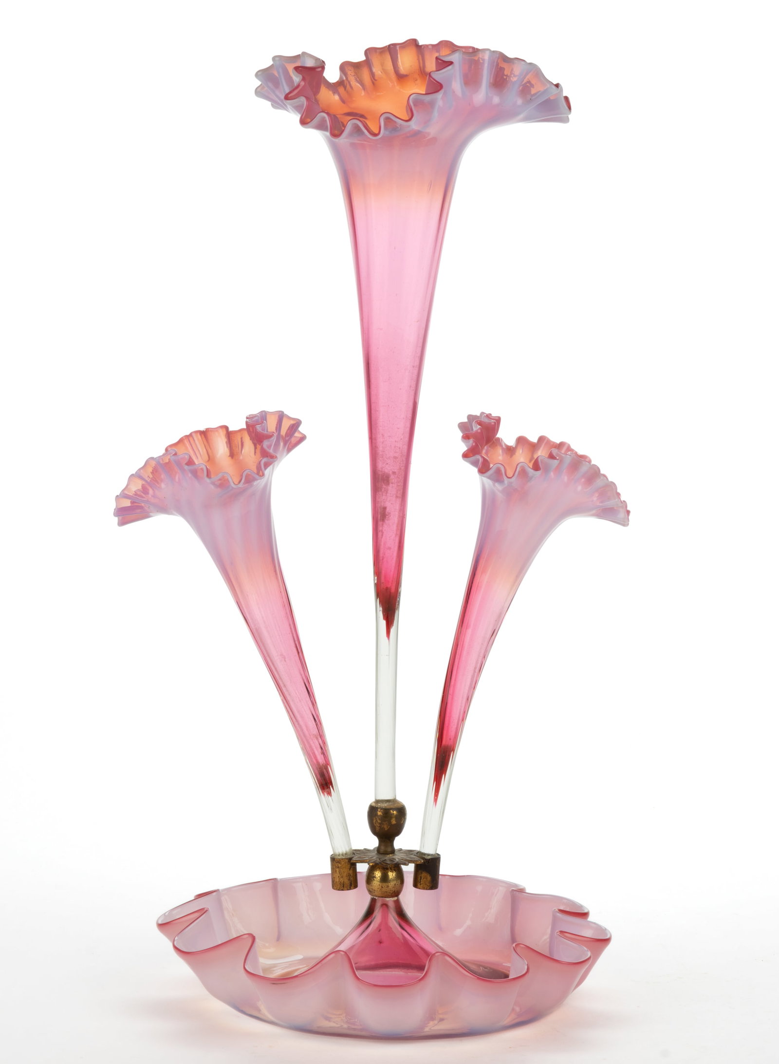 VICTORIAN CRANBERRY OPALESCENT GLASS EPERGNE (1 of 1)