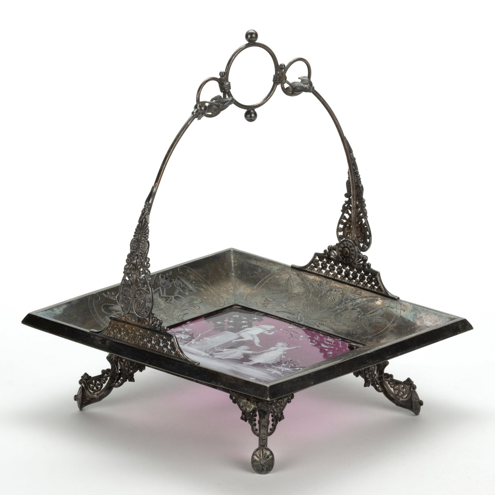 VICTORIAN MARY GREGORY (SO-CALLED) SILVER-PLATED BRIDE'S BASKET STAND (1 of 3)
