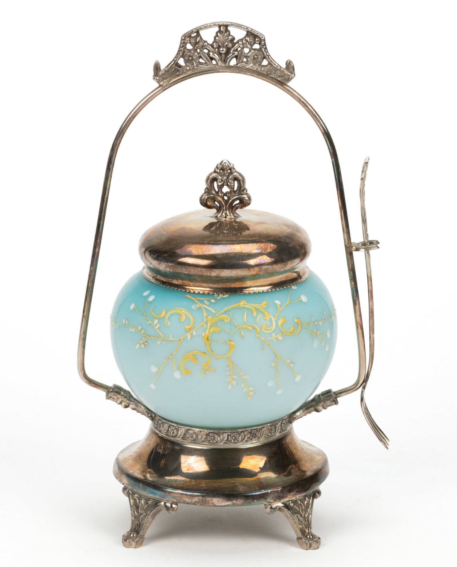 VICTORIAN CASED ENAMEL DECORATED GLASS PICKLE CASTER (1 of 1)
