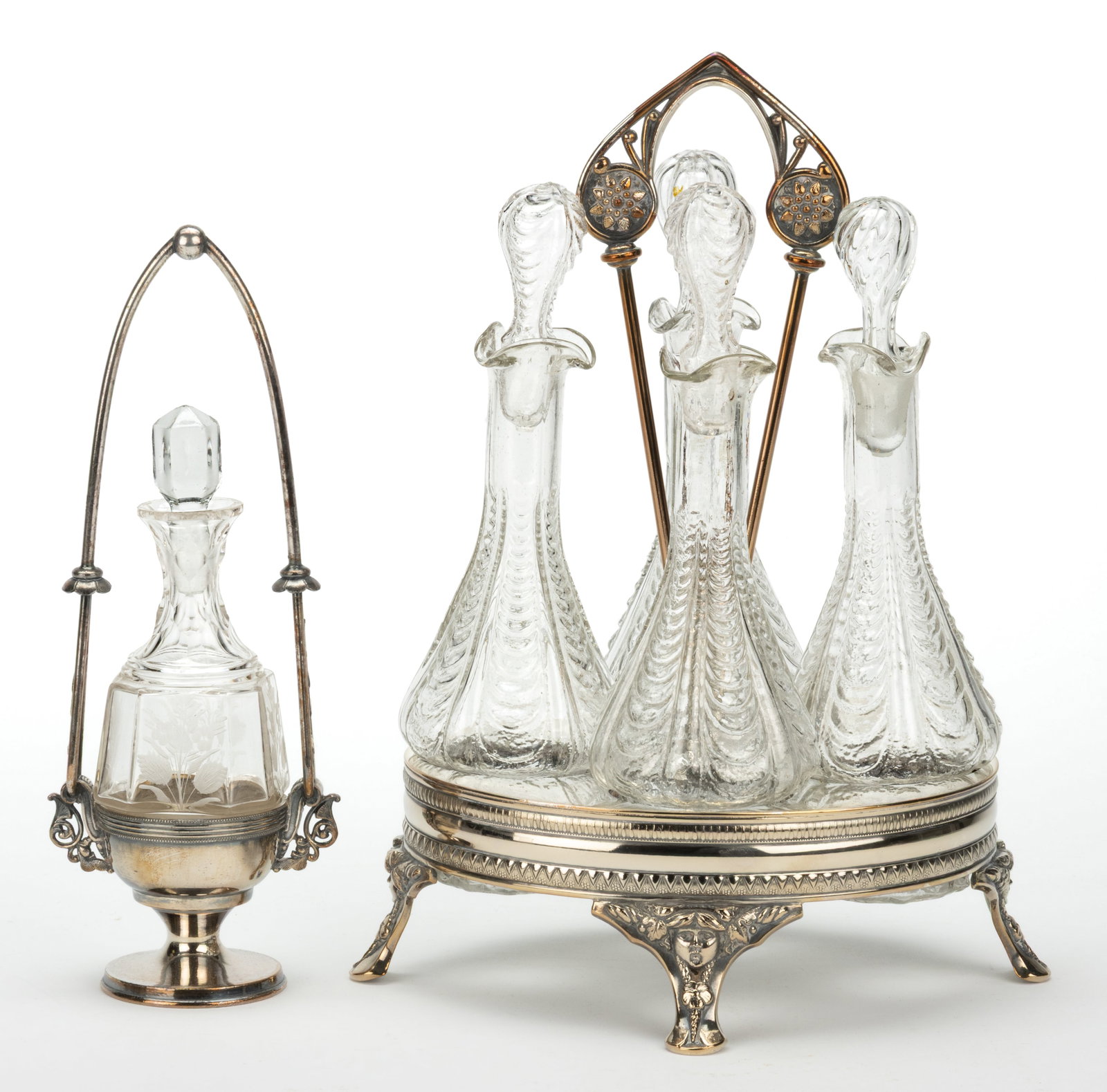 ASSORTED GLASS CASTER SETS, LOT OF TWO (1 of 1)