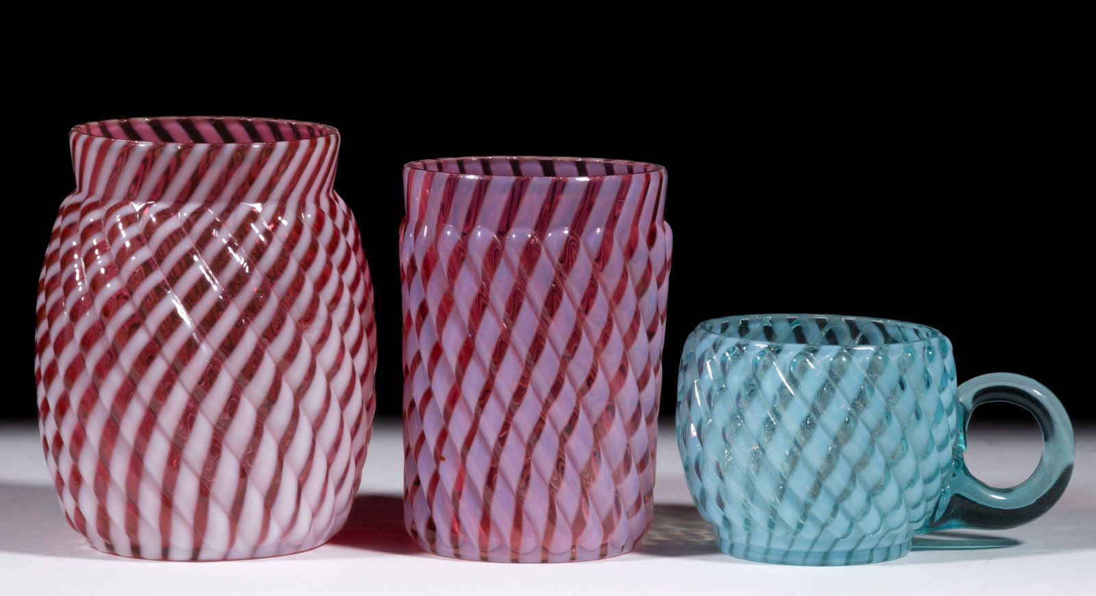 REVERSE SWIRL GLASS ARTICLES, LOT OF THREE (1 of 1)