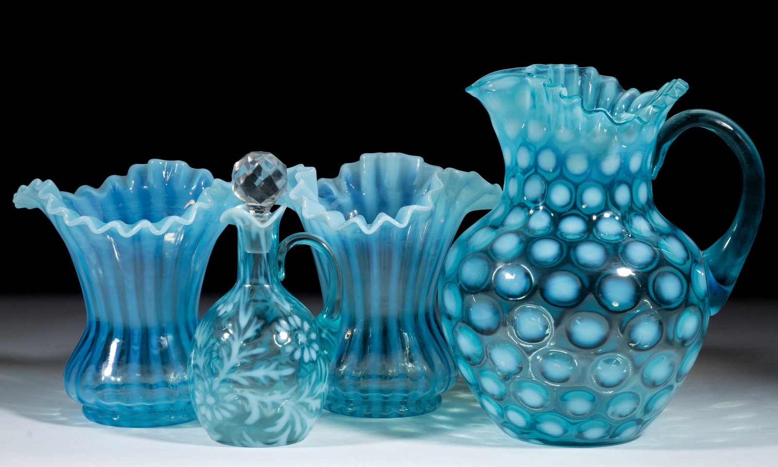 ASSORTED OPALESCENT GLASS ARTICLES, LOT OF FOUR (1 of 1)