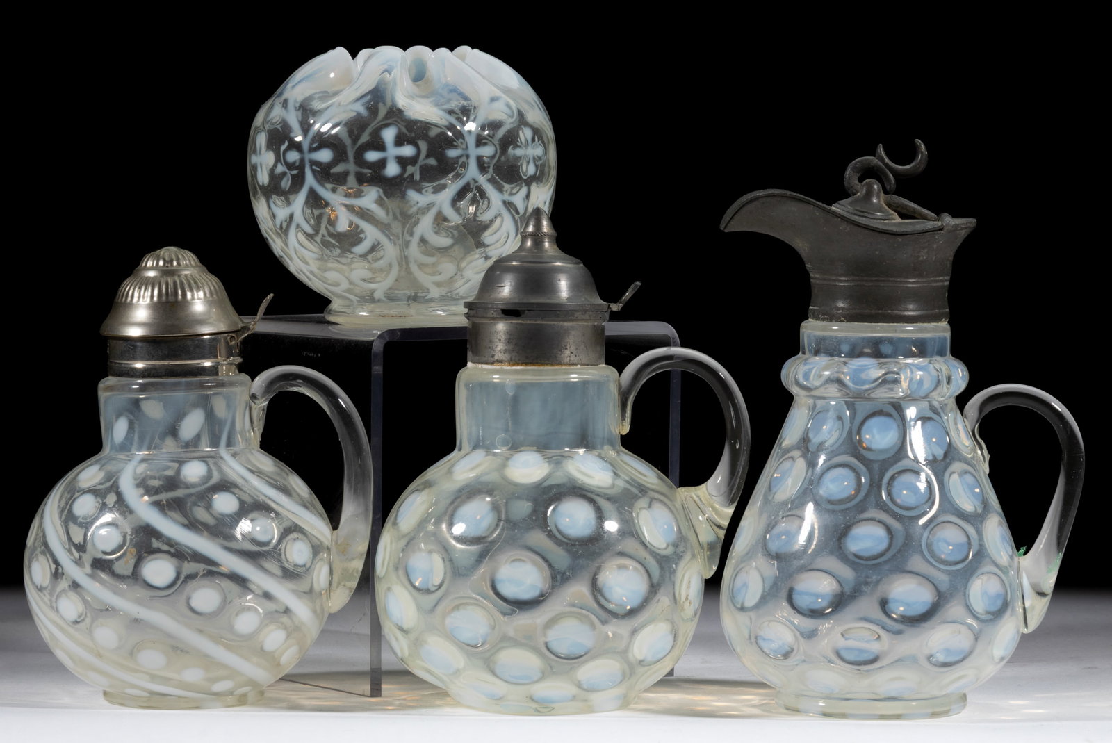 ASSORTED OPALESCENT GLASS ARTICLES, LOT OF FOUR (1 of 1)