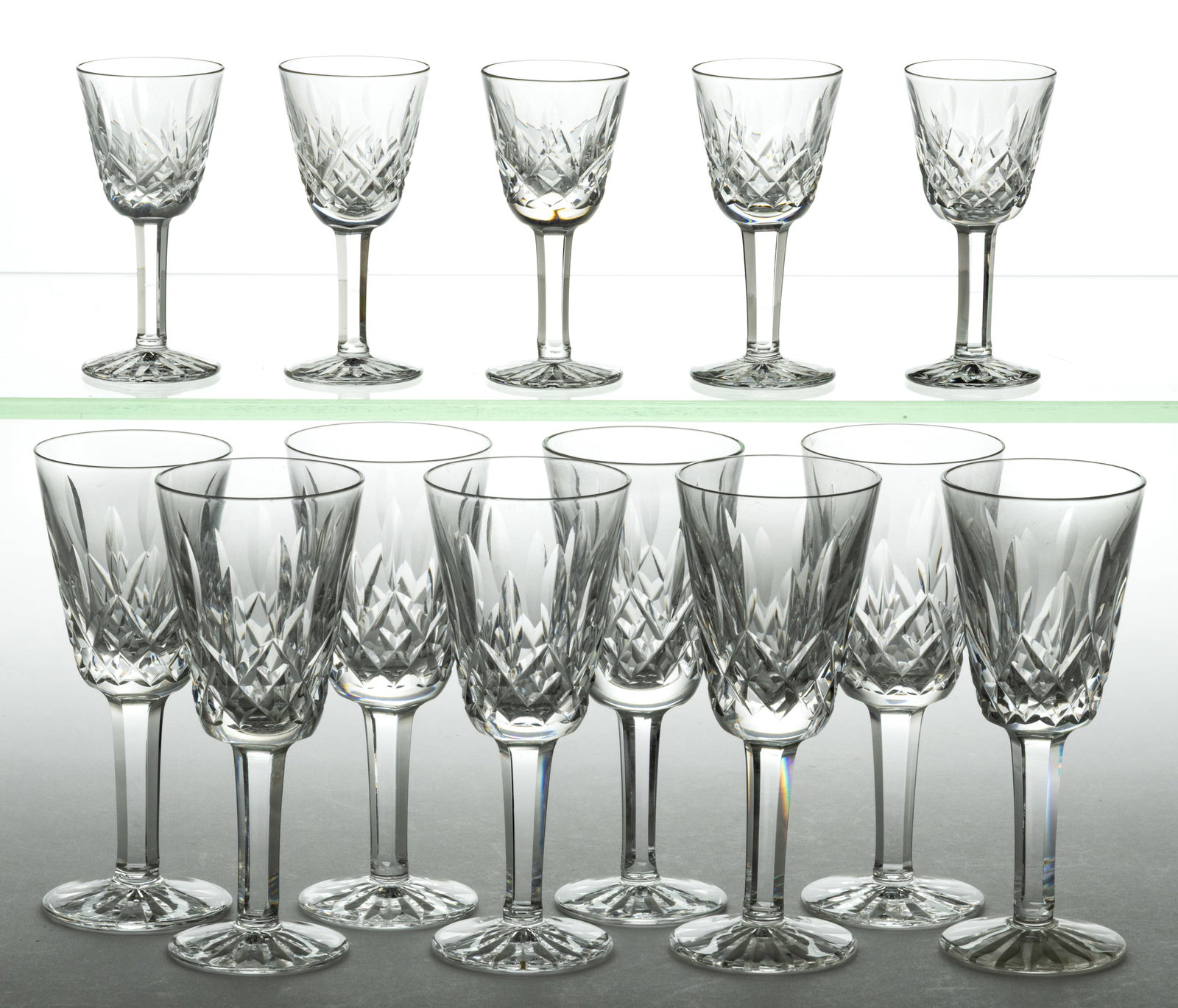 WATERFORD "LISMORE" CRYSTAL DRINKING VESSELS, LOT OF 13 (1 of 1)