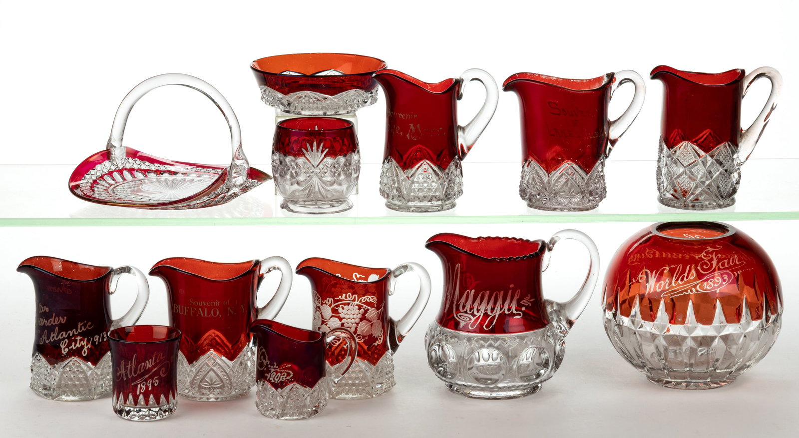 ASSORTED EAPG - RUBY-STAINED ARTICLES, LOT OF 13 (1 of 1)