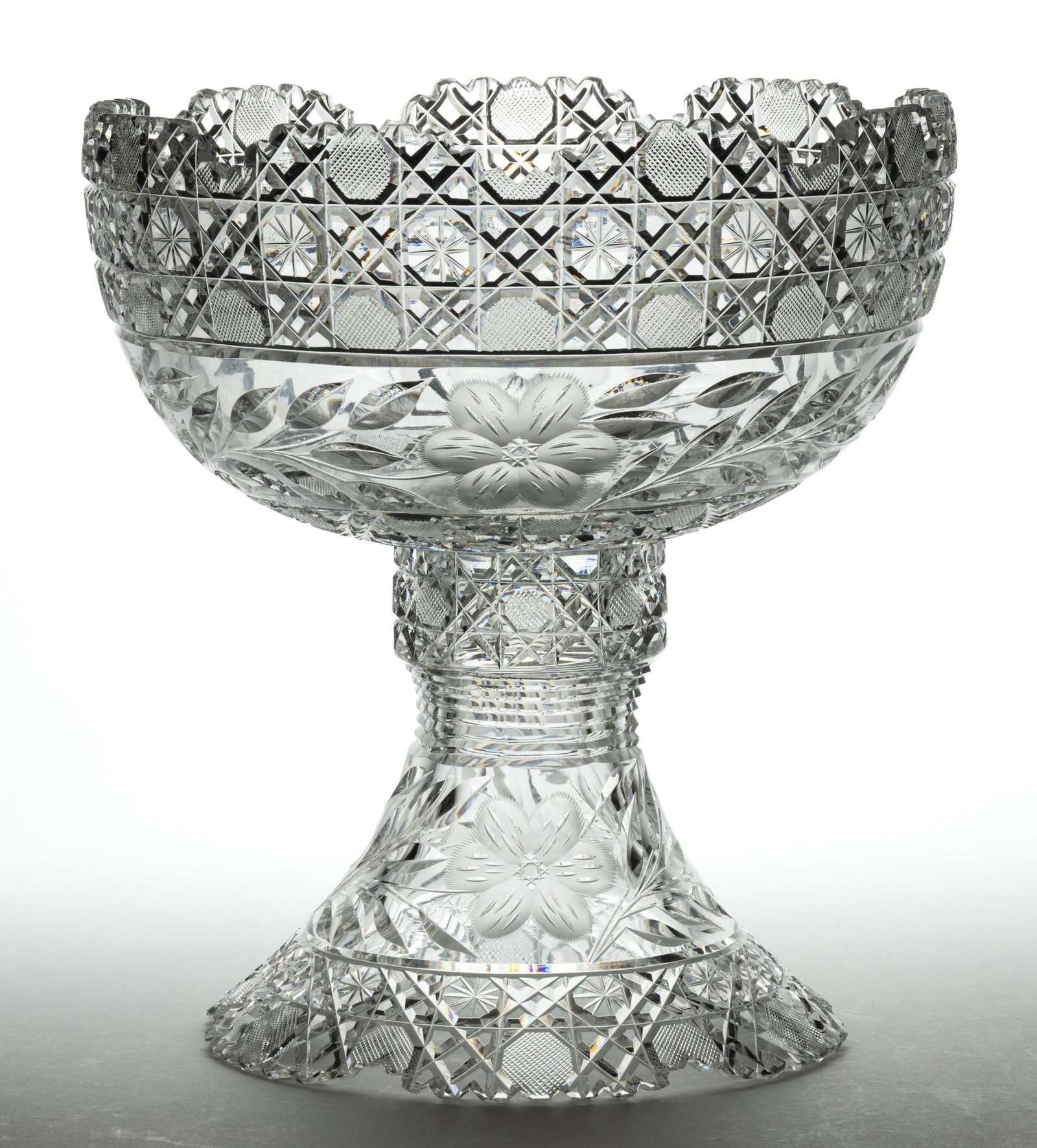LARGE CUT GLASS TWO-PIECE PUNCH BOWL (1 of 1)