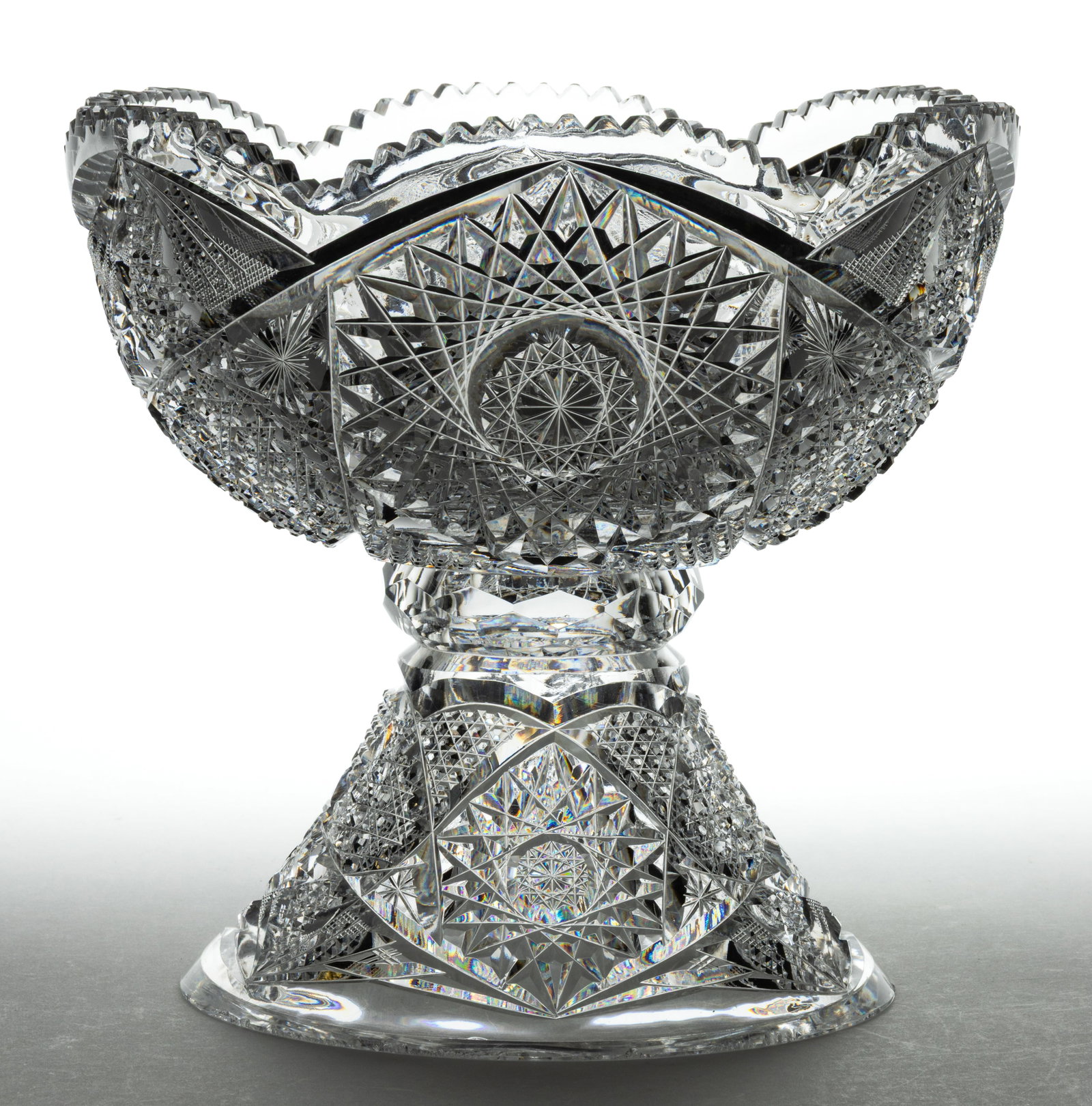 AMERICAN BRILLIANT CUT GLASS PUNCH BOWL AND STAND (1 of 1)