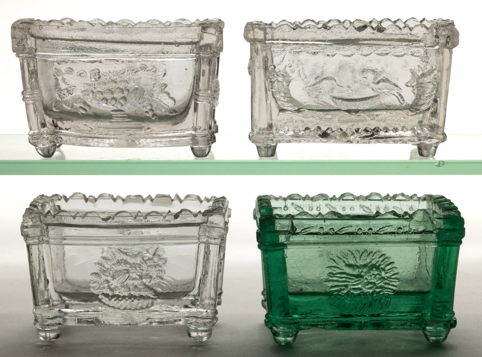 ASSORTED BB, BH, AND NE PRESSED OPEN SALTS, LOT OF FOUR (1 of 1)