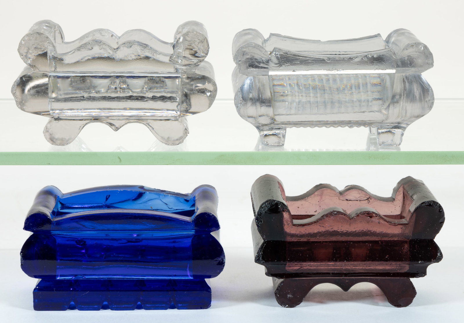 HEAVY SOFA-FORM PRESSED OPEN SALTS, LOT OF FOUR (1 of 1)