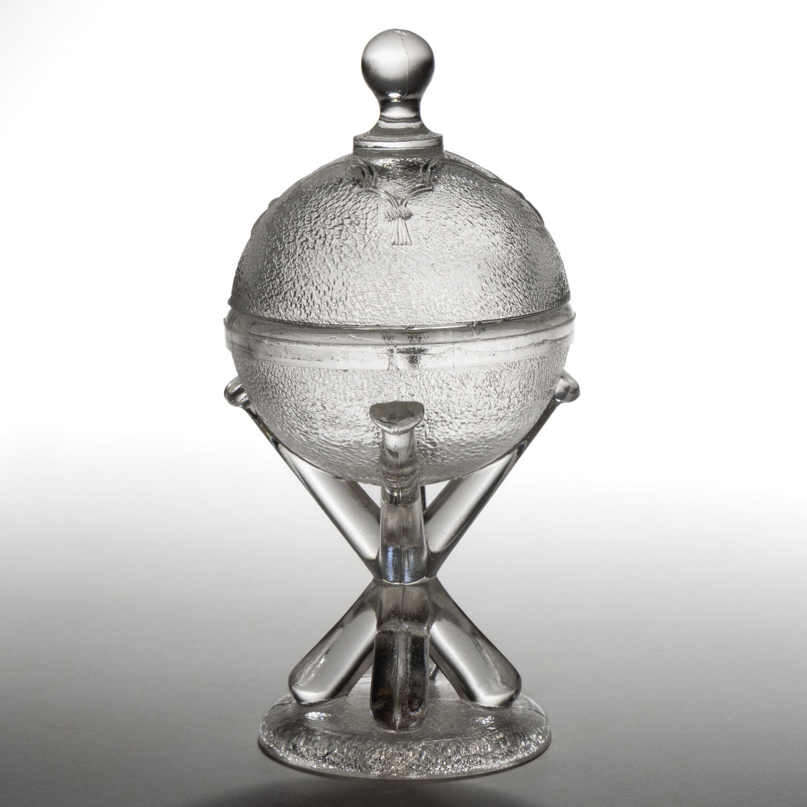 RARE FIGURAL BASEBALL PRESSED GLASS COVERED SALT (1 of 1)