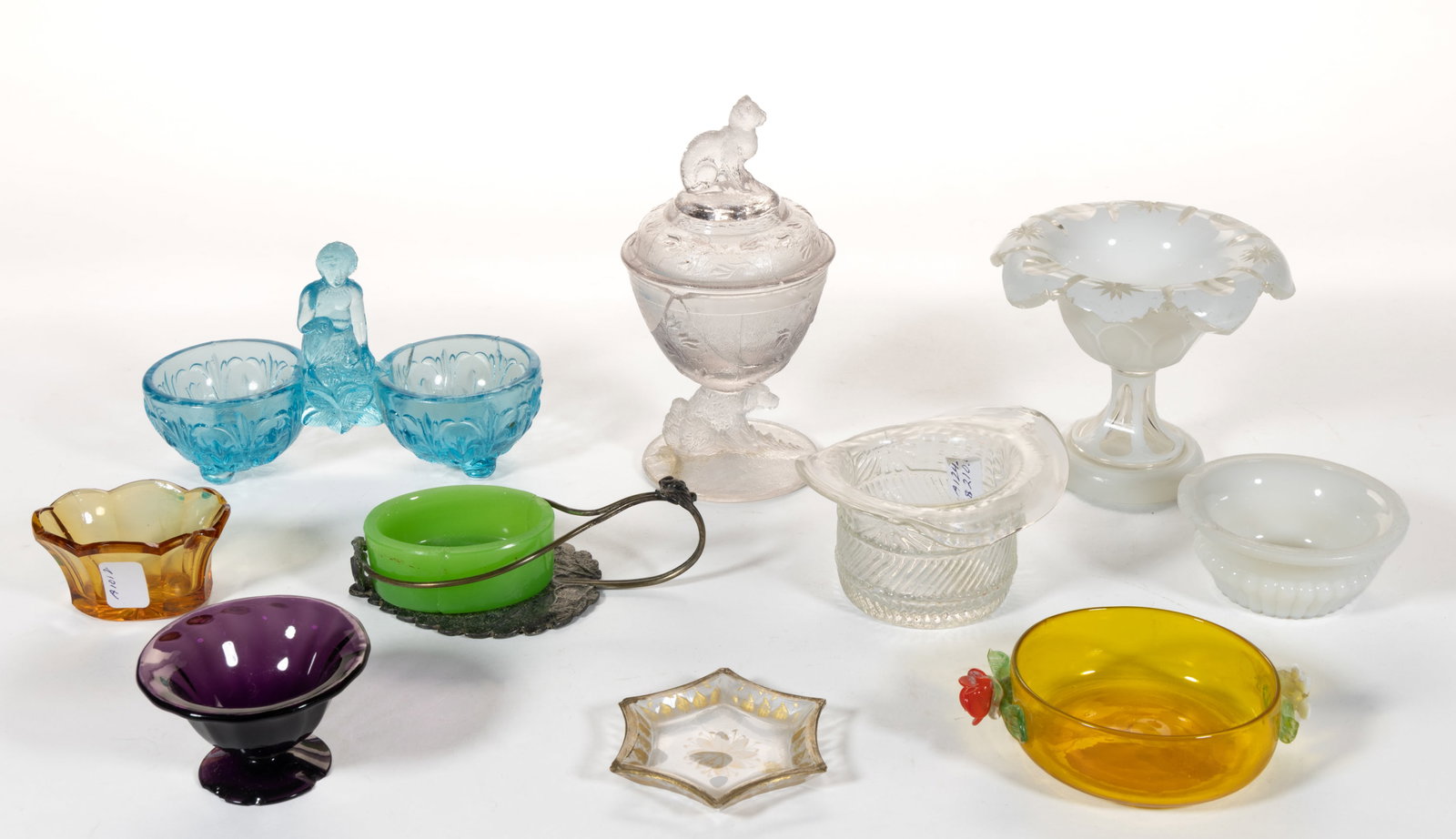 ASSORTED GLASS OPEN SALTS, LOT OF TEN (1 of 1)