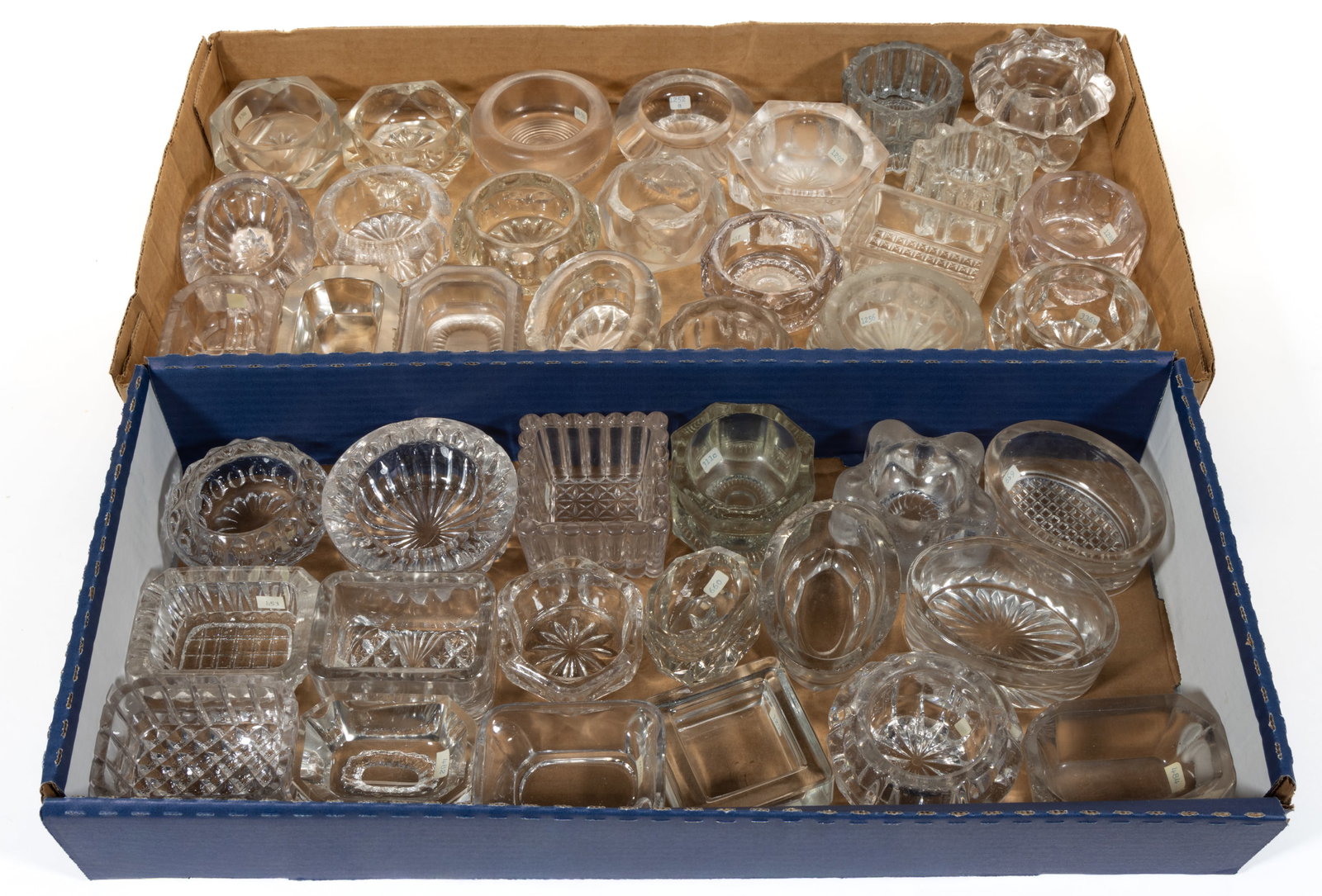 ASSORTED PRESSED GLASS OPEN MASTER SALTS, LOT OF 40 (1 of 1)